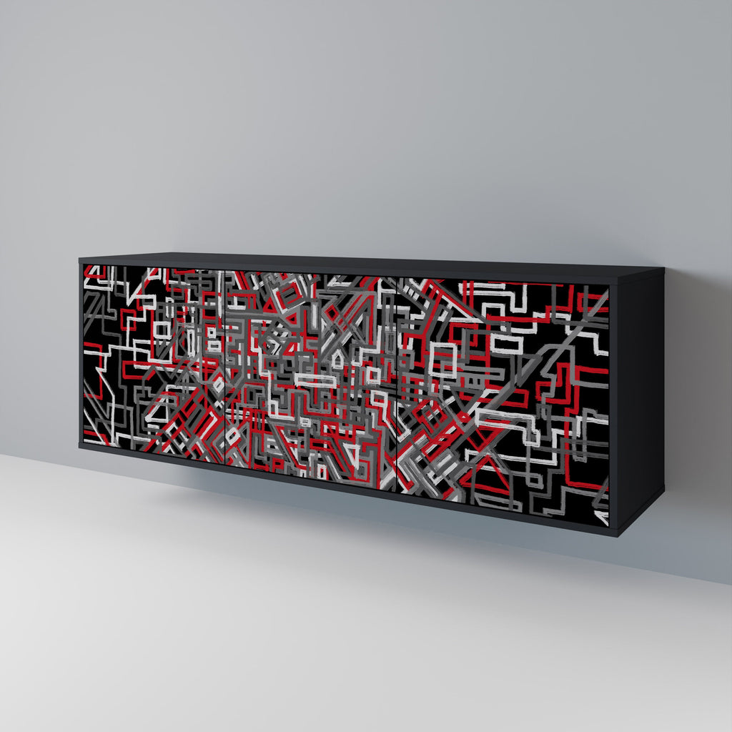 BROKEN LINES 3-türiges Sideboard in Schwarz