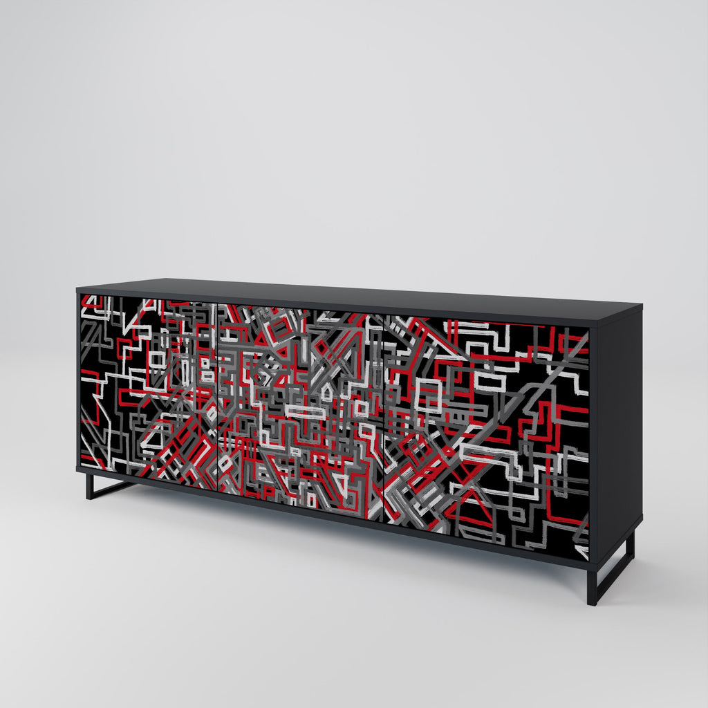 BROKEN LINES 3-türiges Sideboard in Schwarz