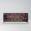 BROKEN LINES 3-Door Sideboard in Black Finish