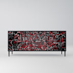 BROKEN LINES 3-Door Sideboard in Black Finish