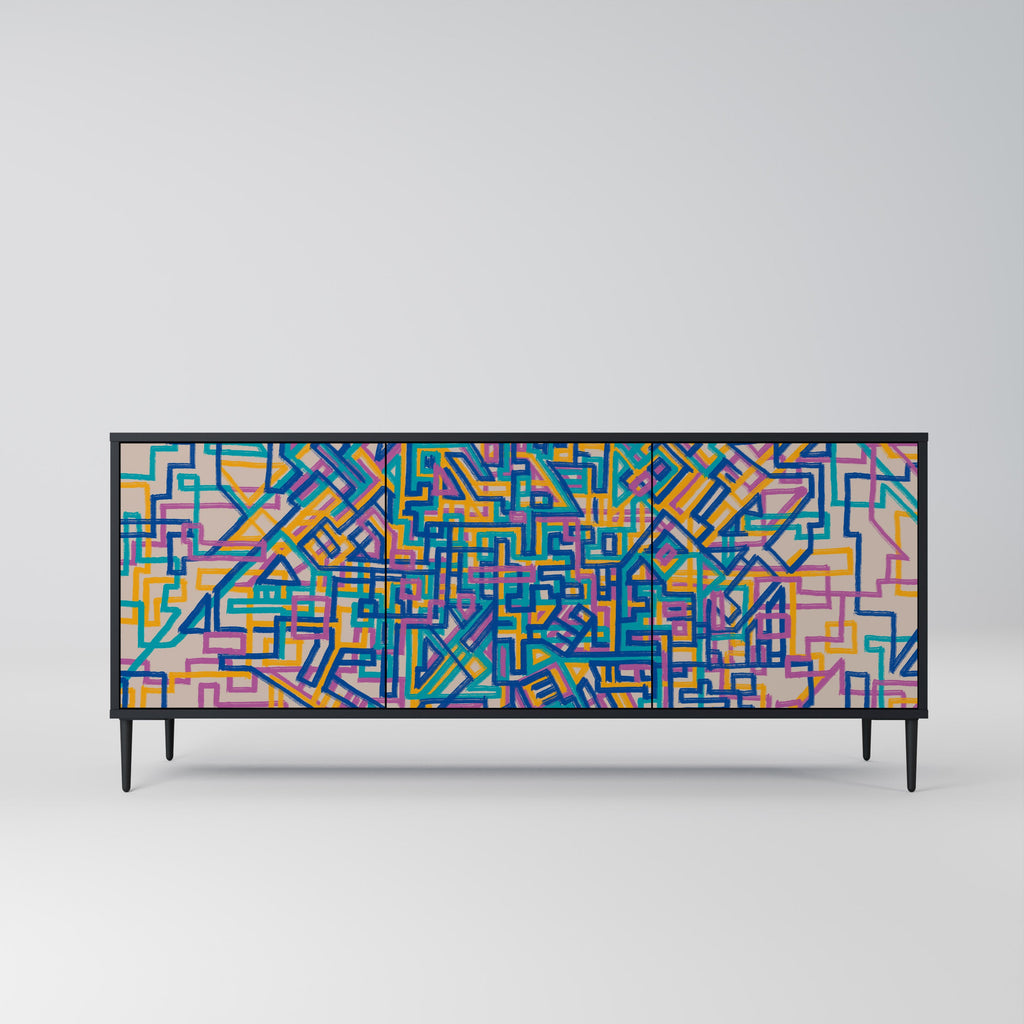 MEMORIES MAP 3-türiges Sideboard in Schwarz