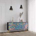 MEMORIES MAP 3-Door Sideboard in Black Finish