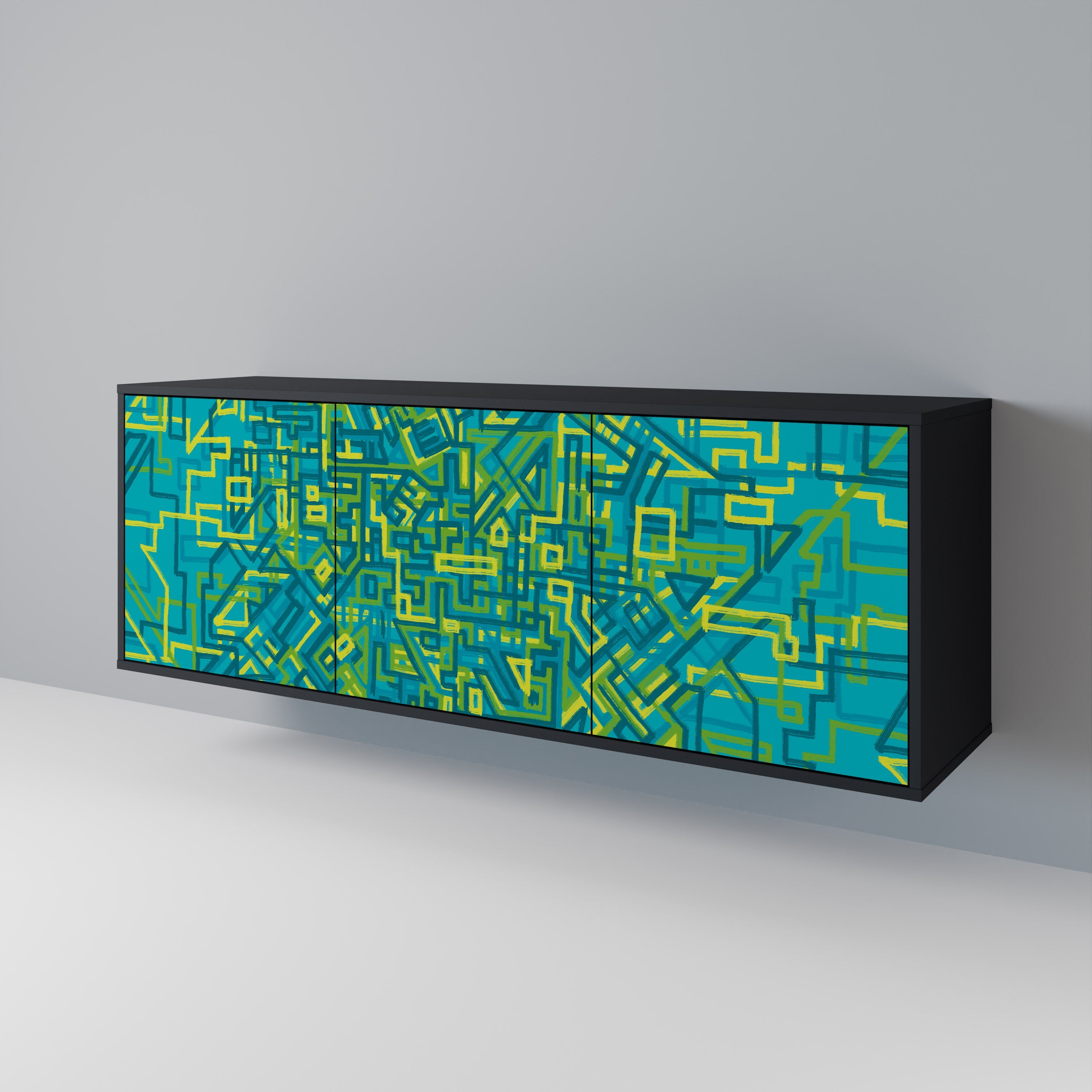 NOSTALGIC MEMORIES Sideboard mit 3 Türen in Schwarz