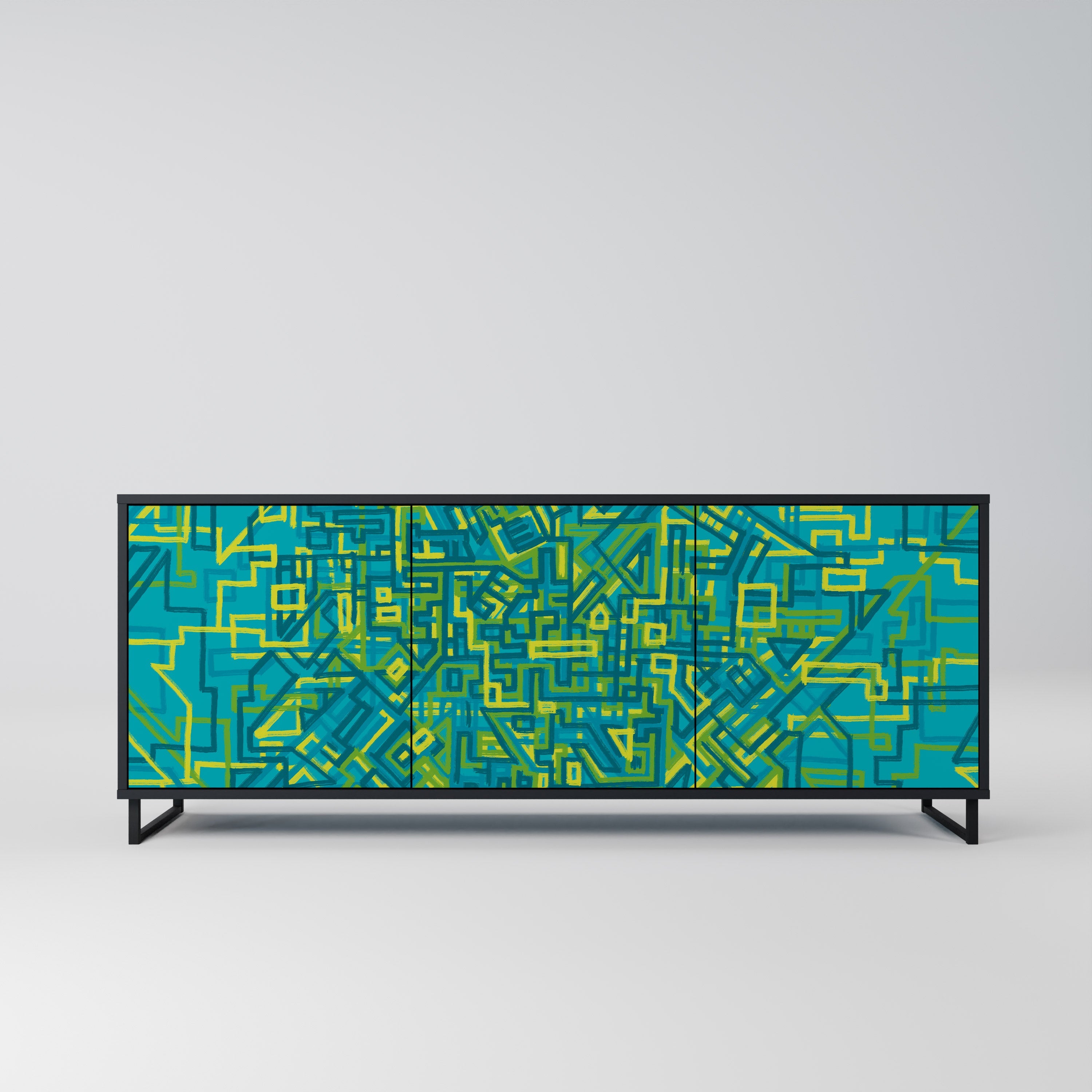NOSTALGIC MEMORIES Sideboard mit 3 Türen in Schwarz