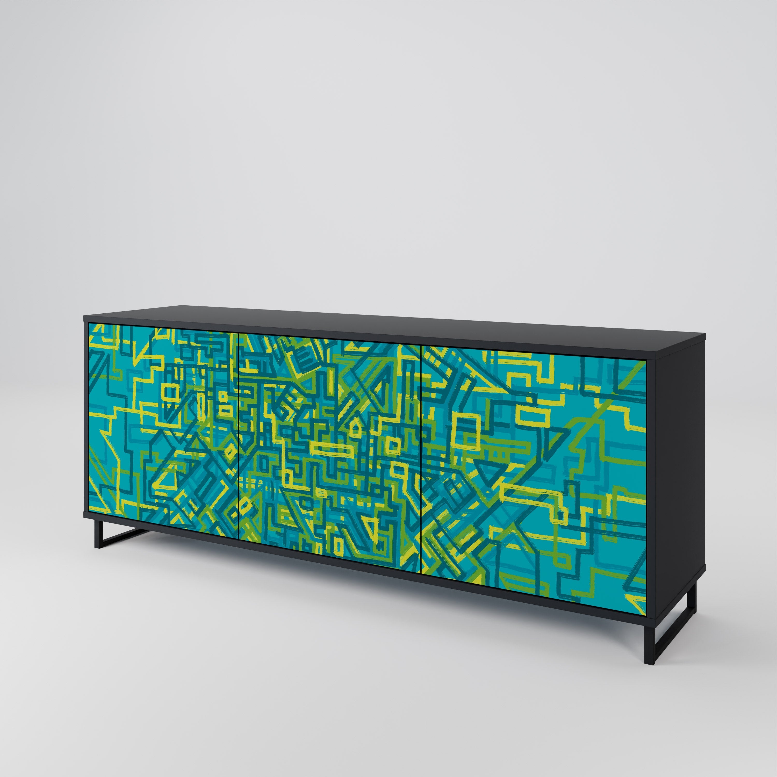 NOSTALGIC MEMORIES Sideboard mit 3 Türen in Schwarz