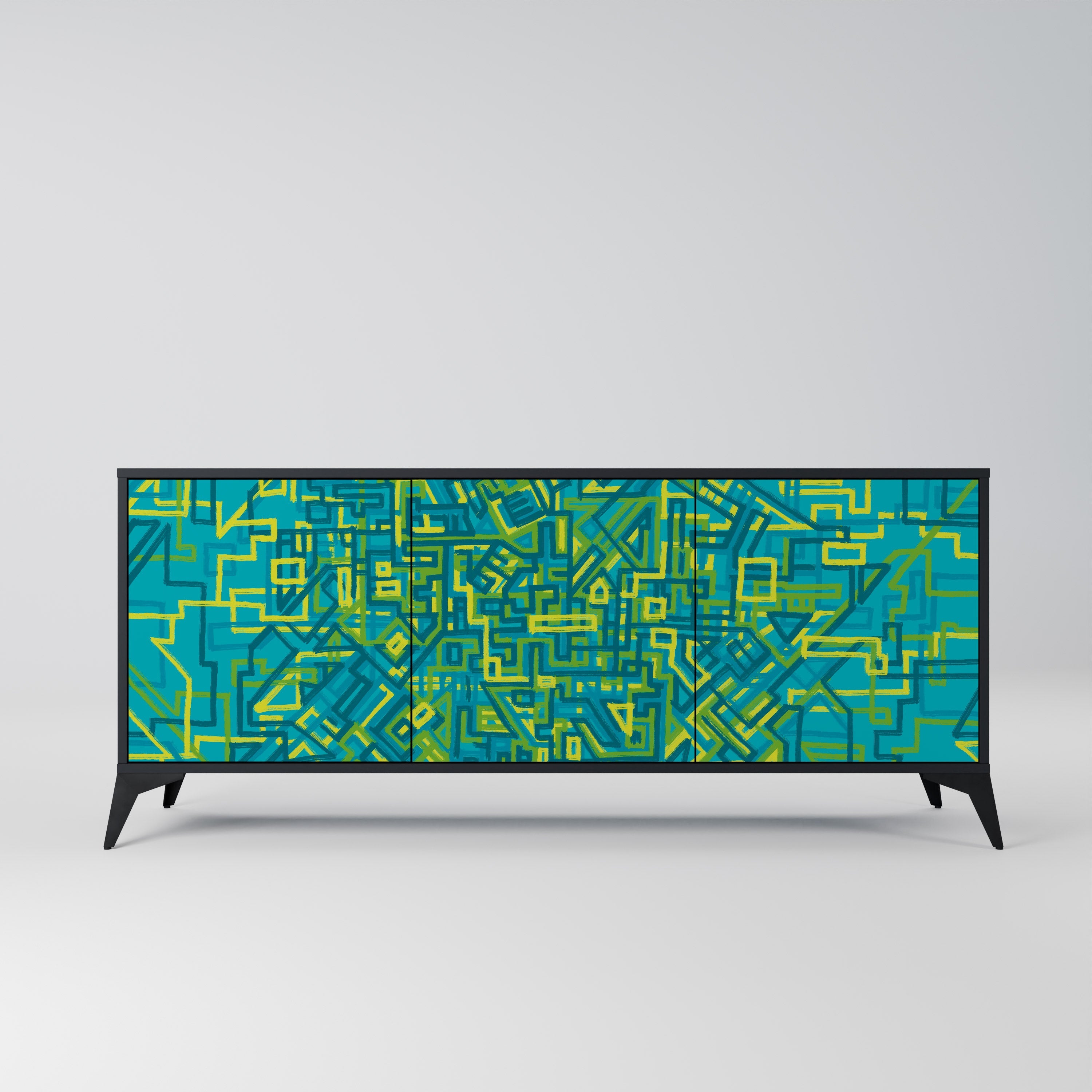 NOSTALGIC MEMORIES Sideboard mit 3 Türen in Schwarz