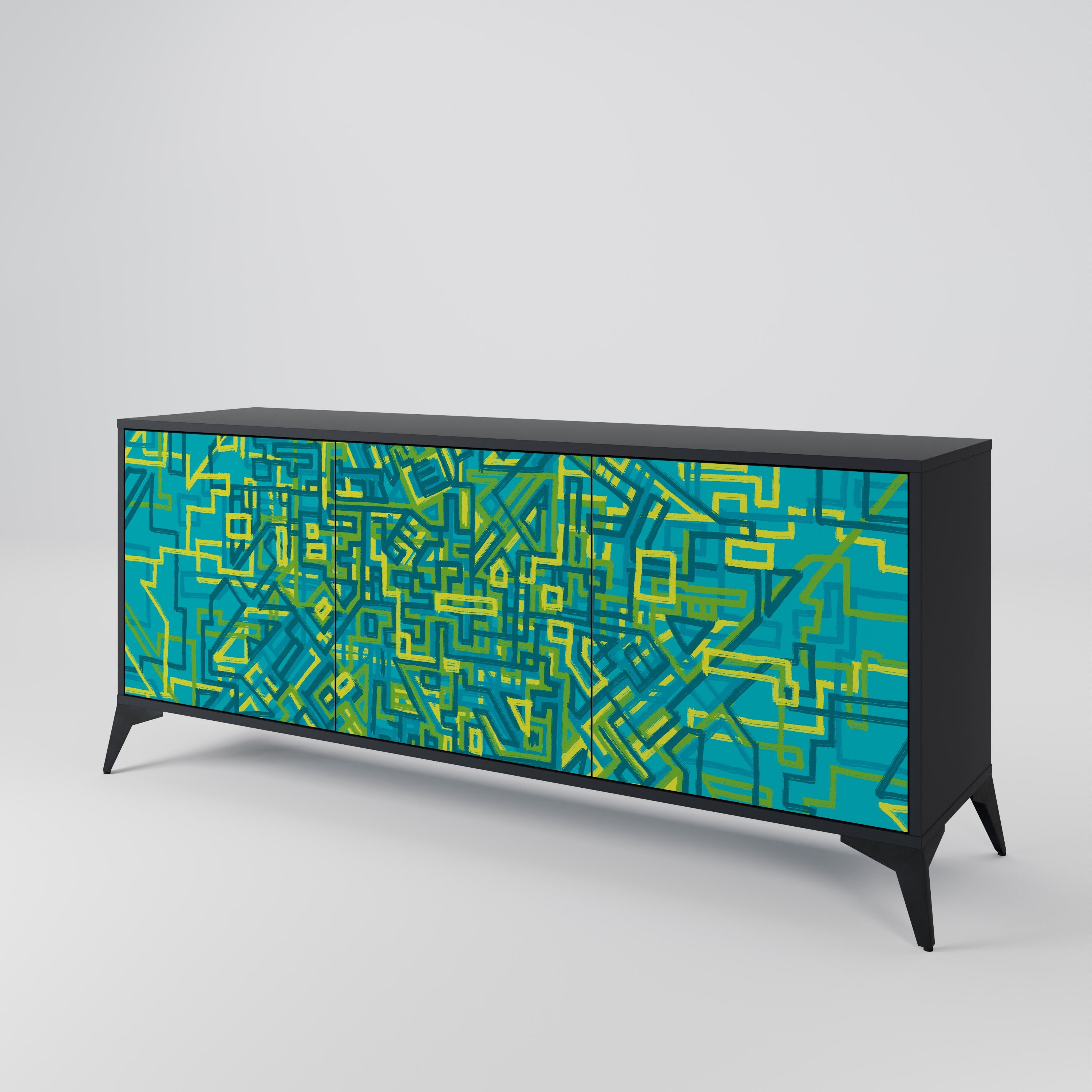 NOSTALGIC MEMORIES Sideboard mit 3 Türen in Schwarz