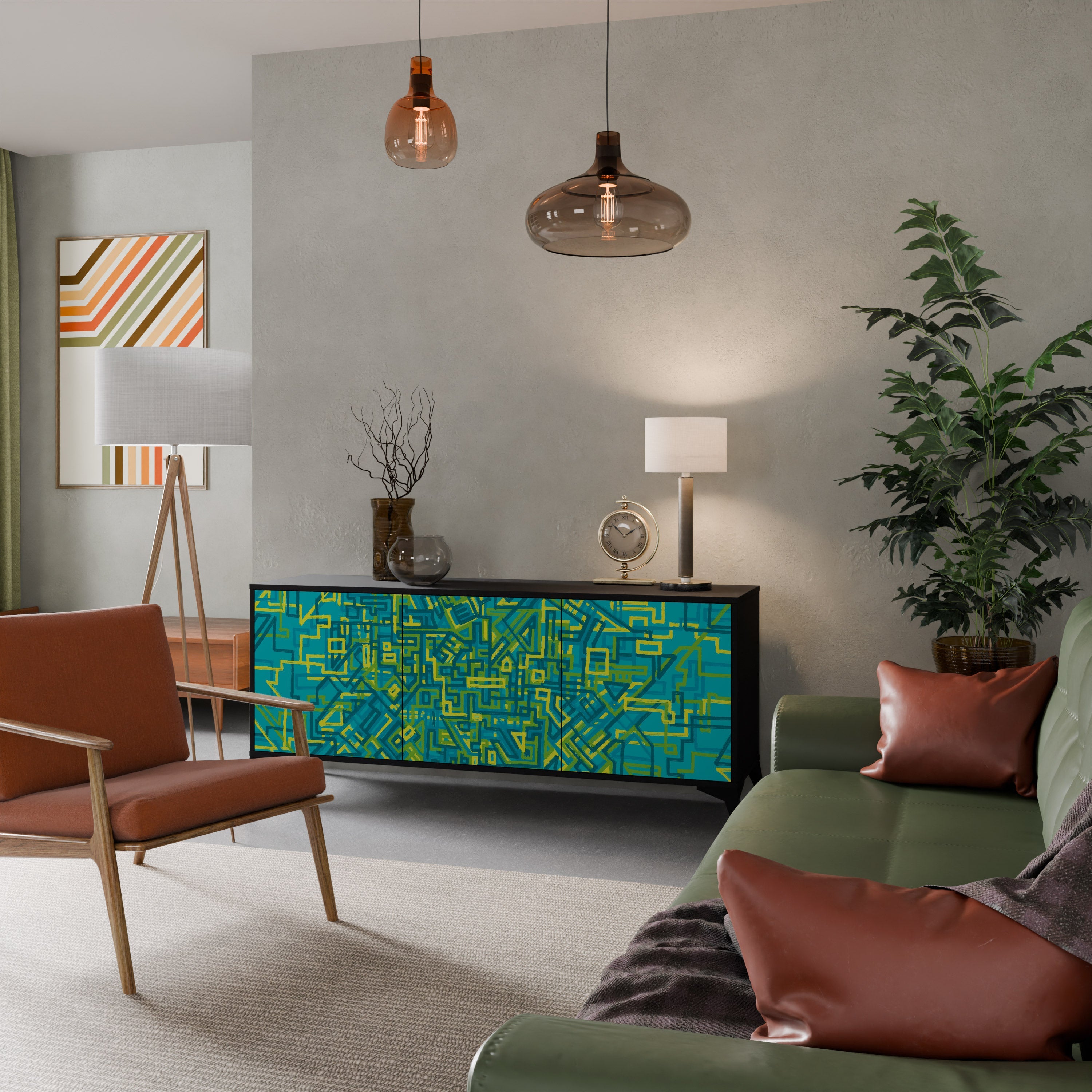 NOSTALGIC MEMORIES Sideboard mit 3 Türen in Schwarz