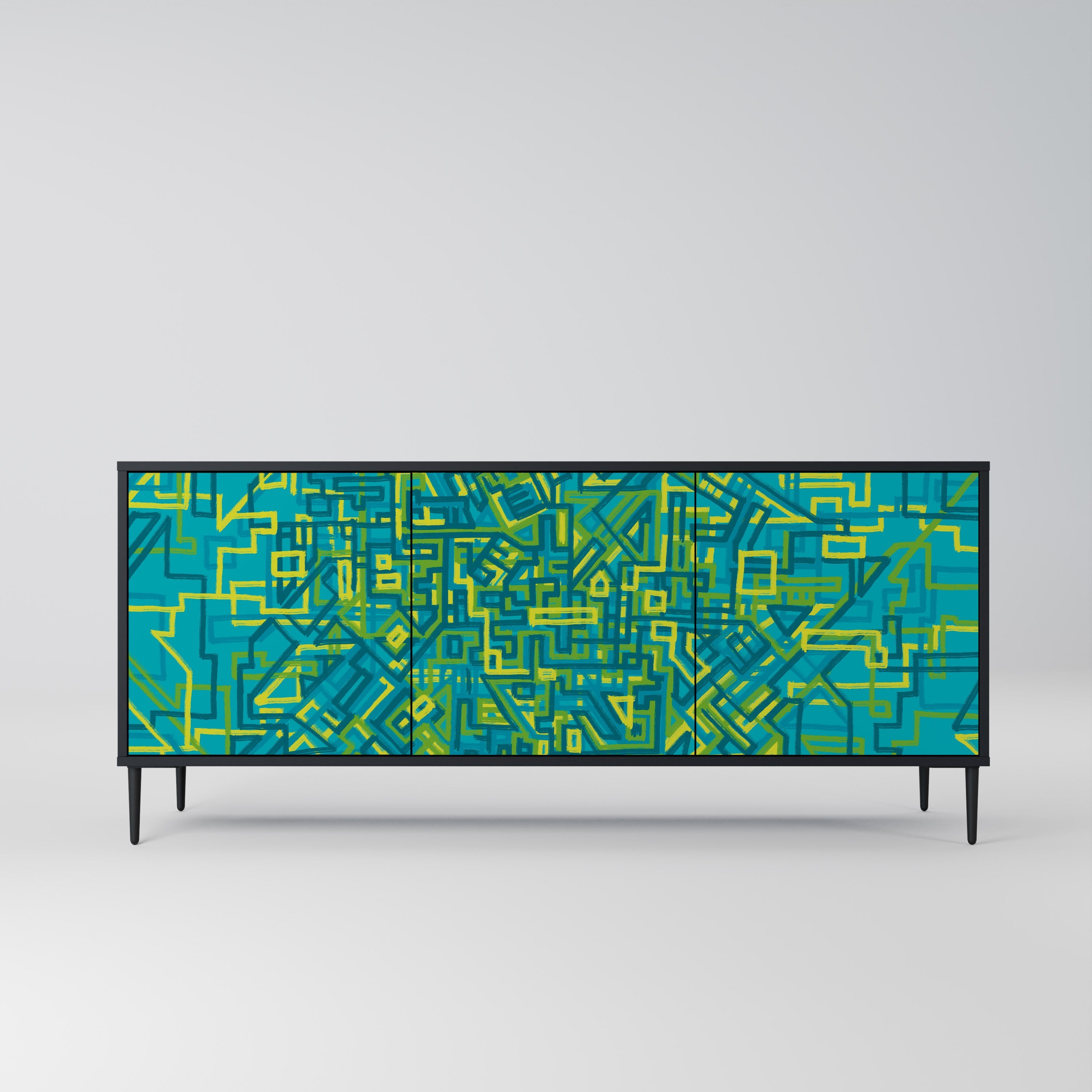 NOSTALGIC MEMORIES Sideboard mit 3 Türen in Schwarz