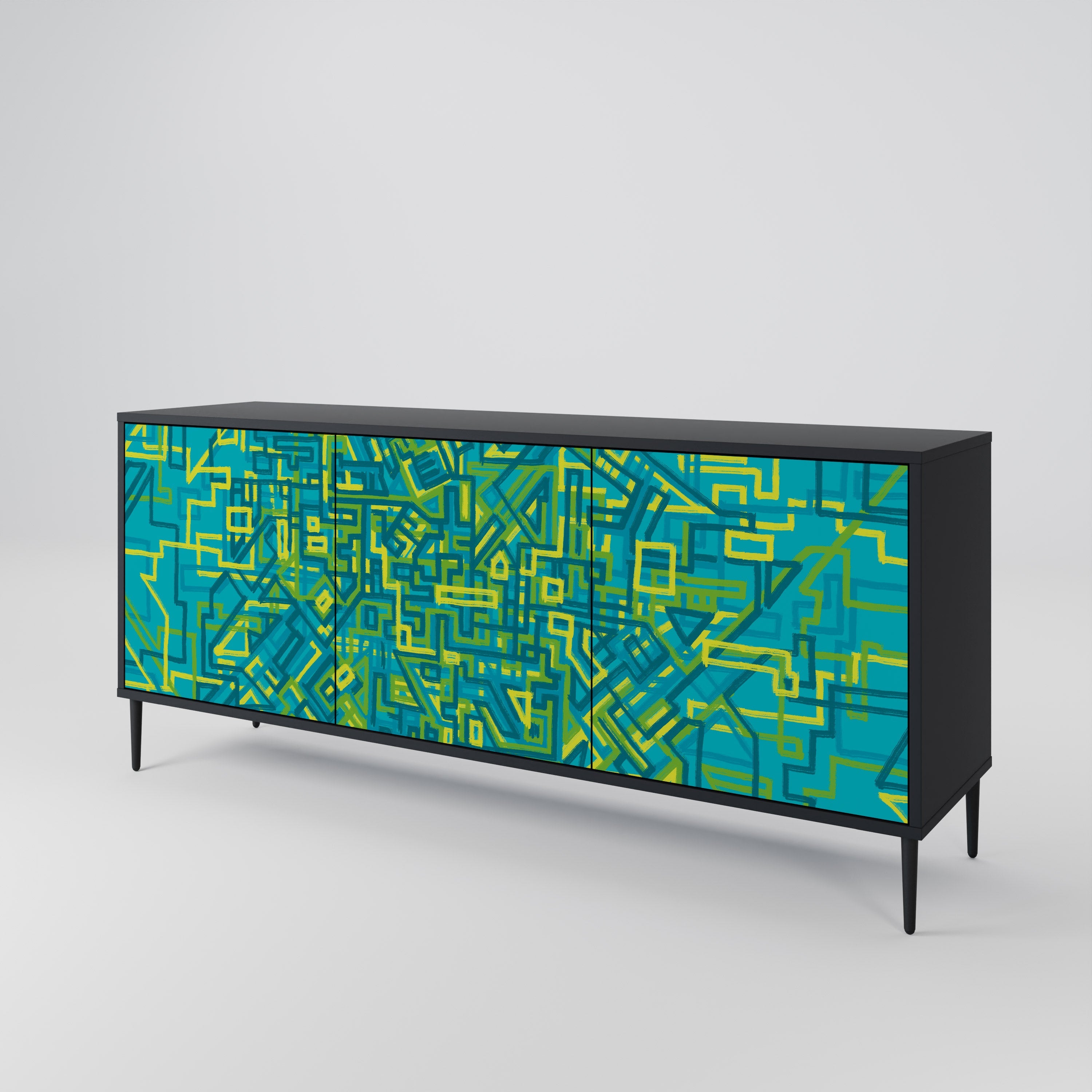 NOSTALGIC MEMORIES Sideboard mit 3 Türen in Schwarz