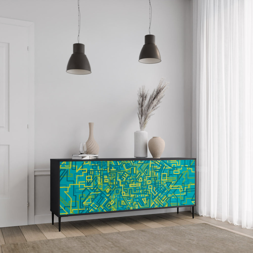 NOSTALGIC MEMORIES Sideboard mit 3 Türen in Schwarz