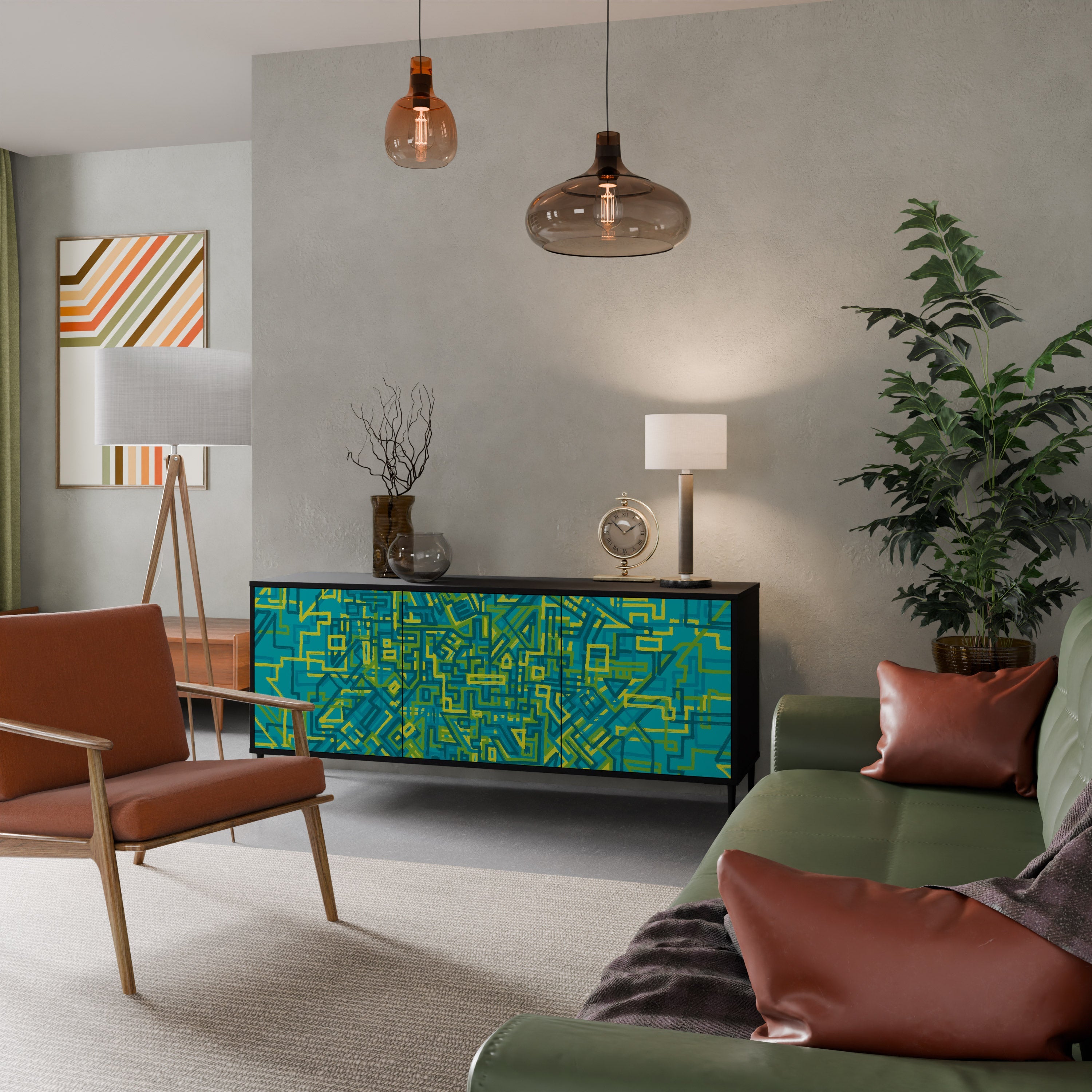 NOSTALGIC MEMORIES Sideboard mit 3 Türen in Schwarz