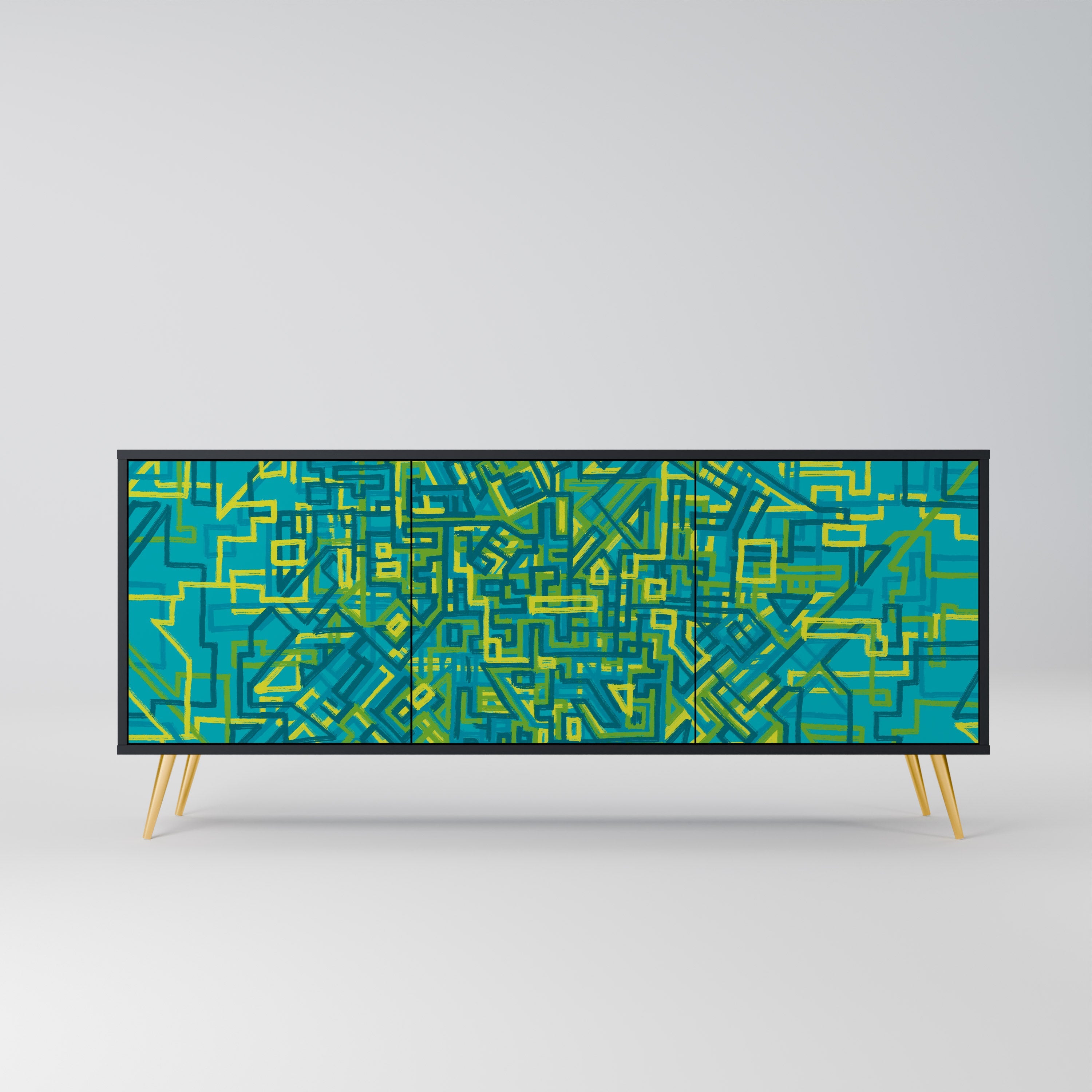 NOSTALGIC MEMORIES Sideboard mit 3 Türen in Schwarz