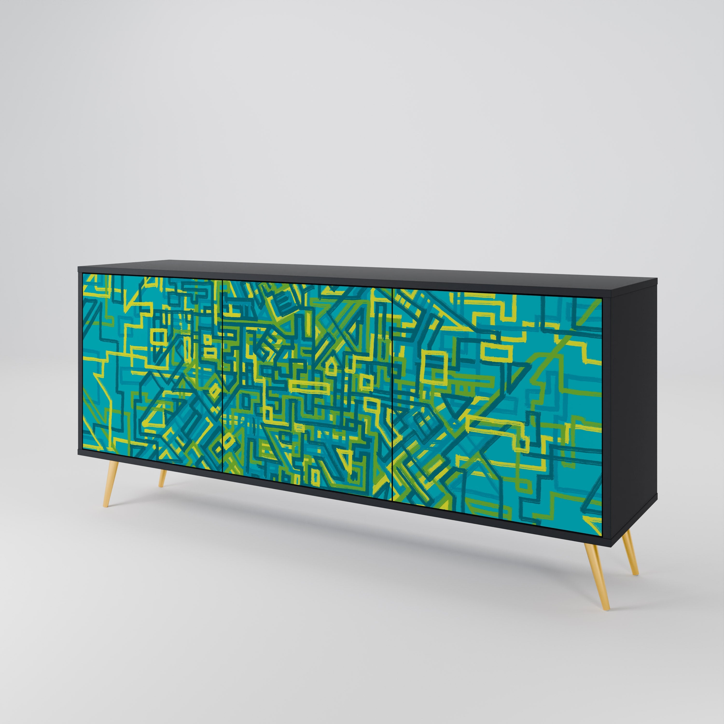 NOSTALGIC MEMORIES Sideboard mit 3 Türen in Schwarz