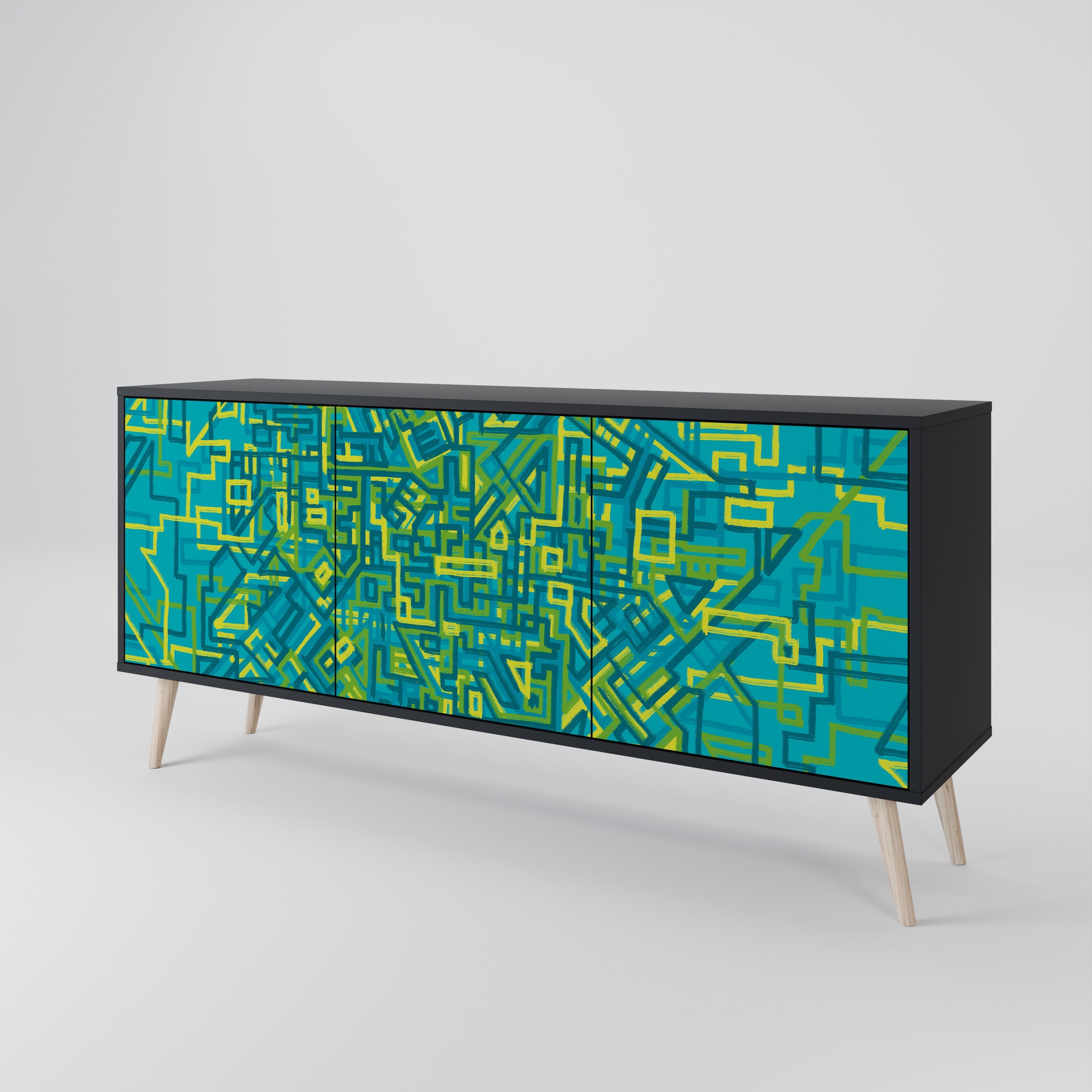 NOSTALGIC MEMORIES Sideboard mit 3 Türen in Schwarz