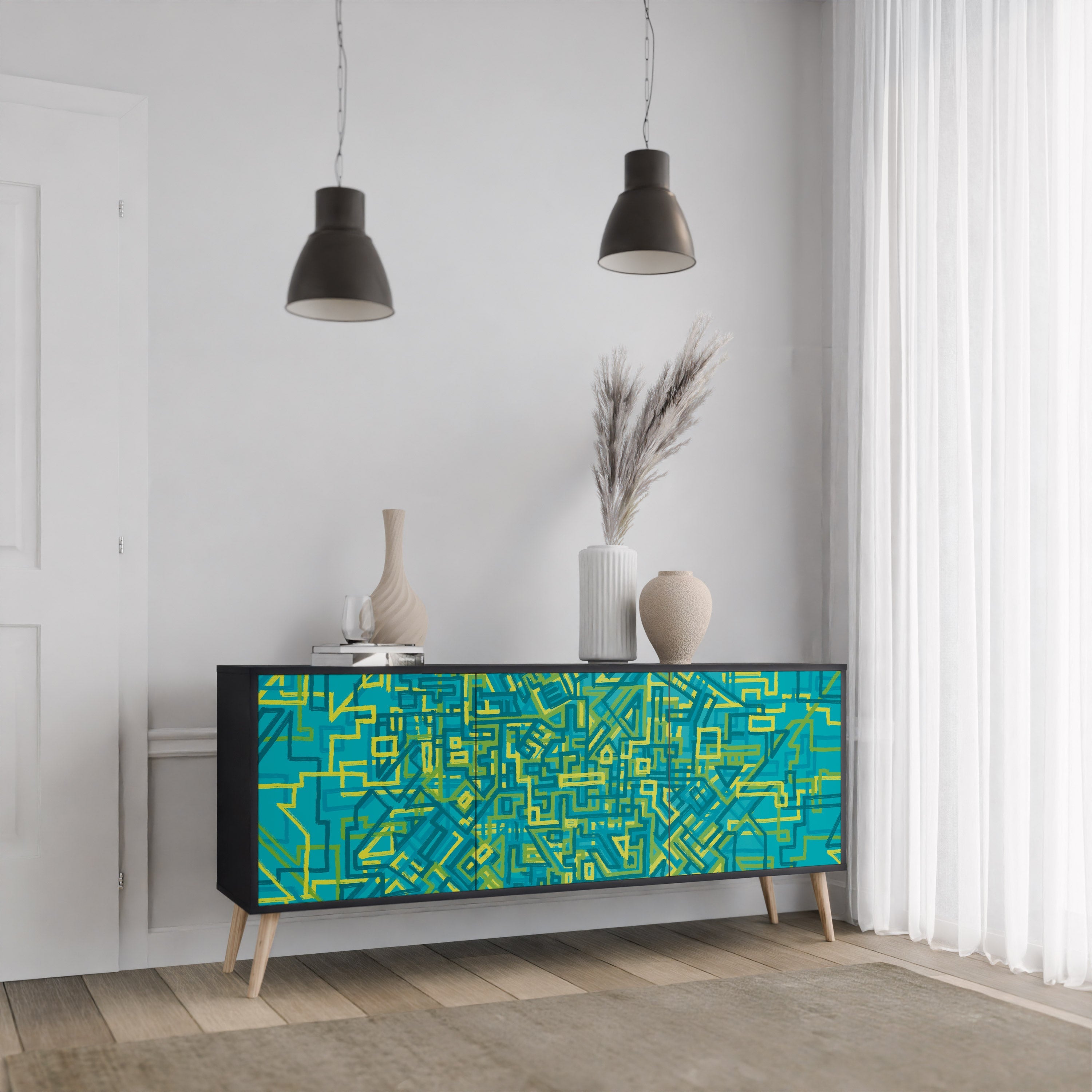 NOSTALGIC MEMORIES Sideboard mit 3 Türen in Schwarz