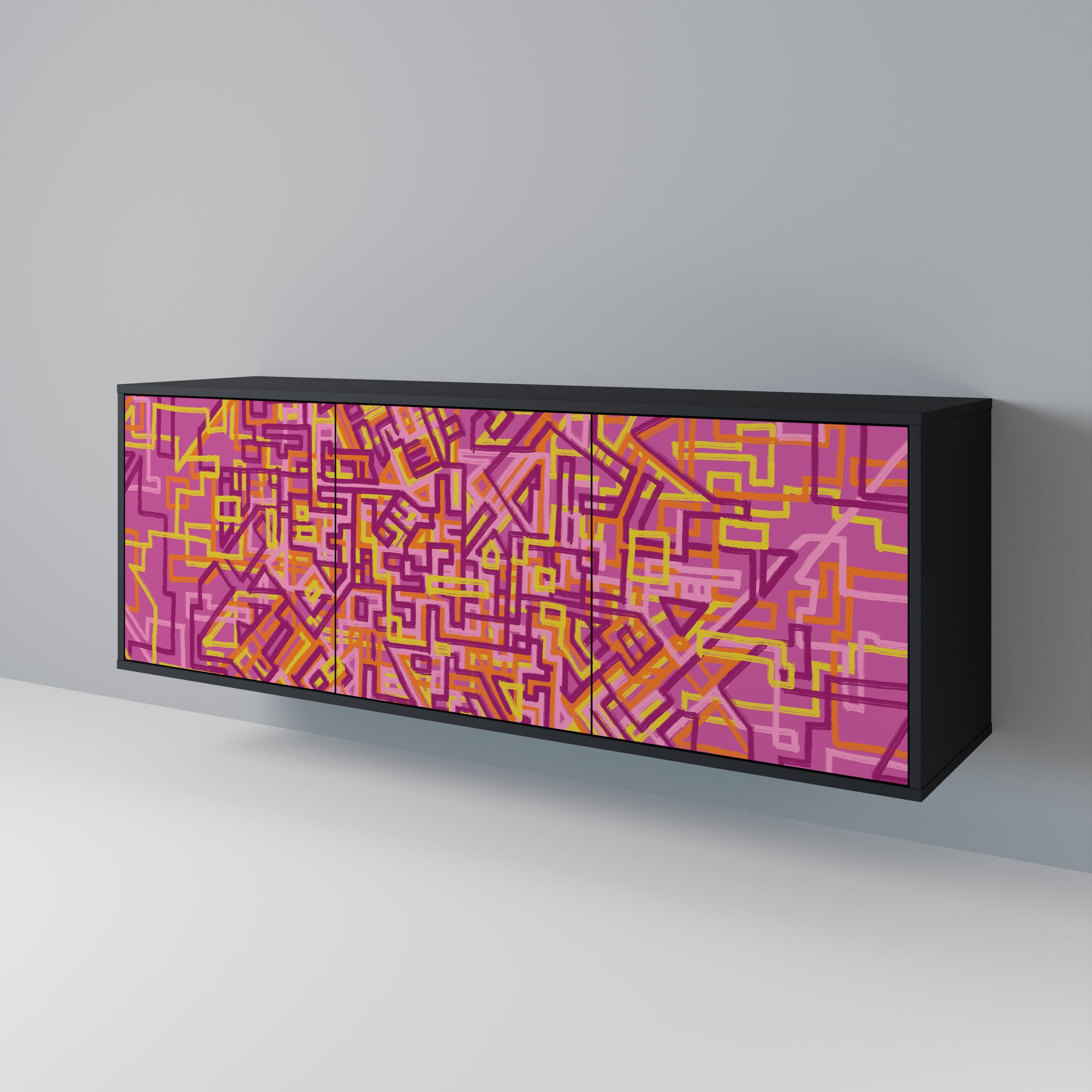 LOVELY MEMORIES Sideboard mit 3 Türen in Schwarz