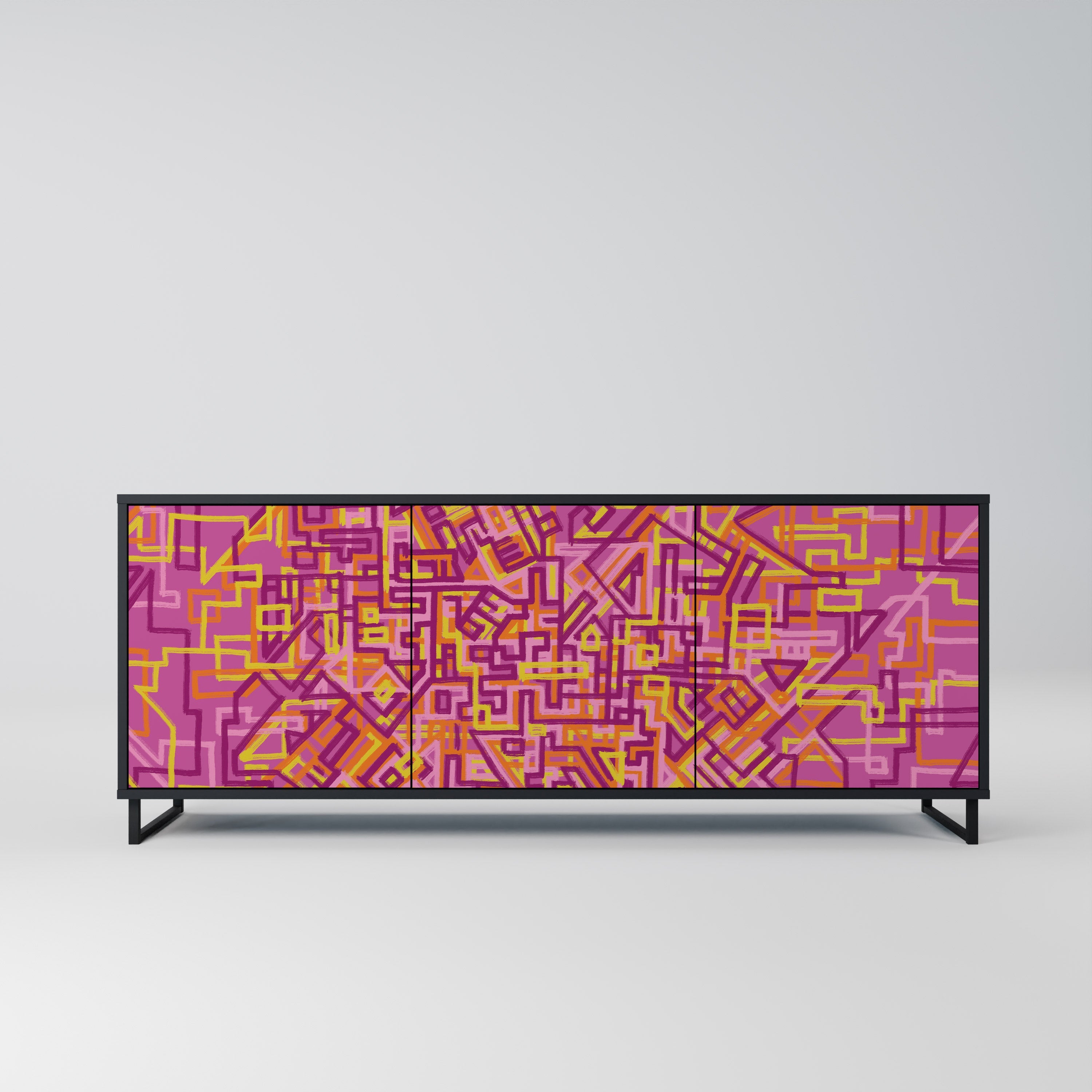 LOVELY MEMORIES Sideboard mit 3 Türen in Schwarz