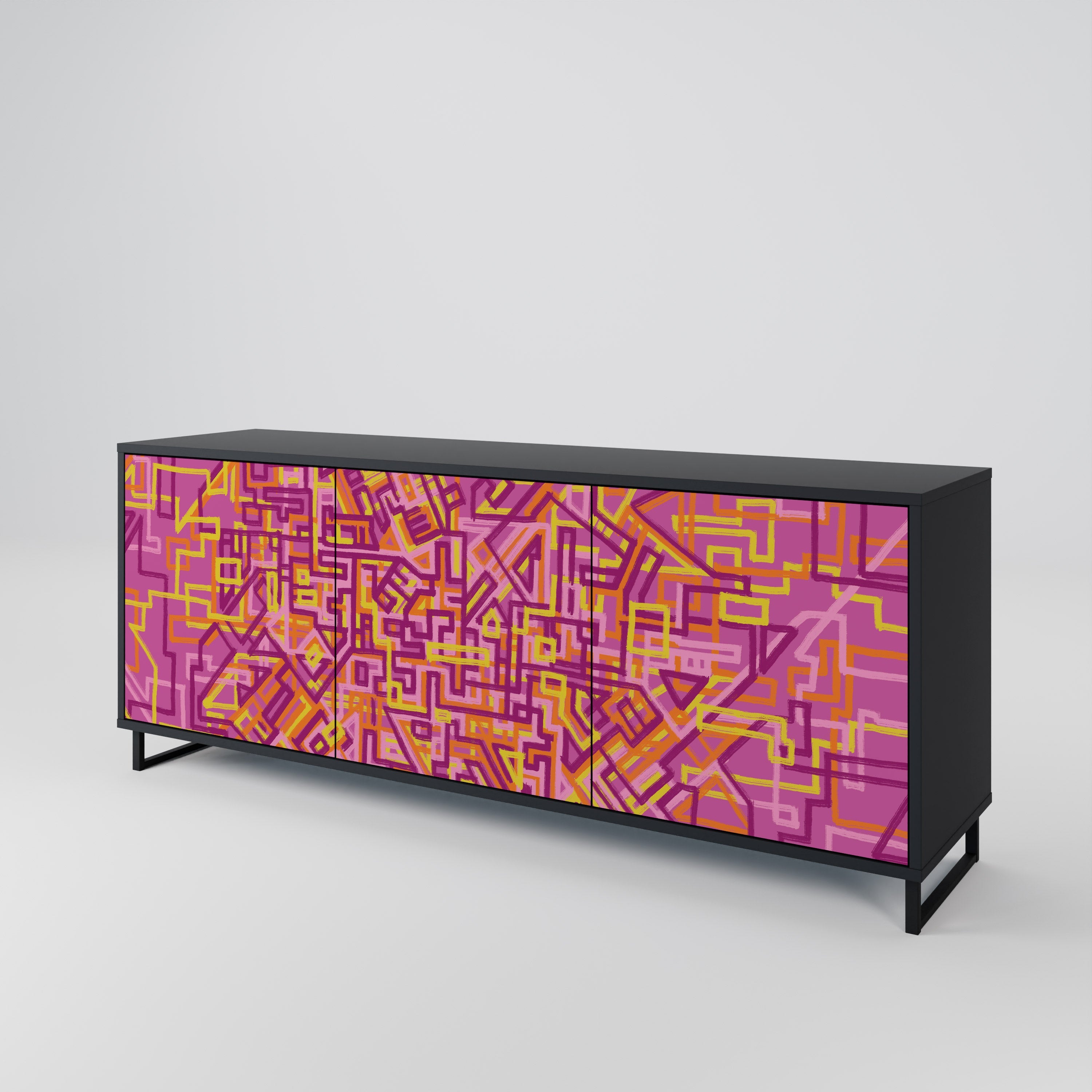 LOVELY MEMORIES Sideboard mit 3 Türen in Schwarz