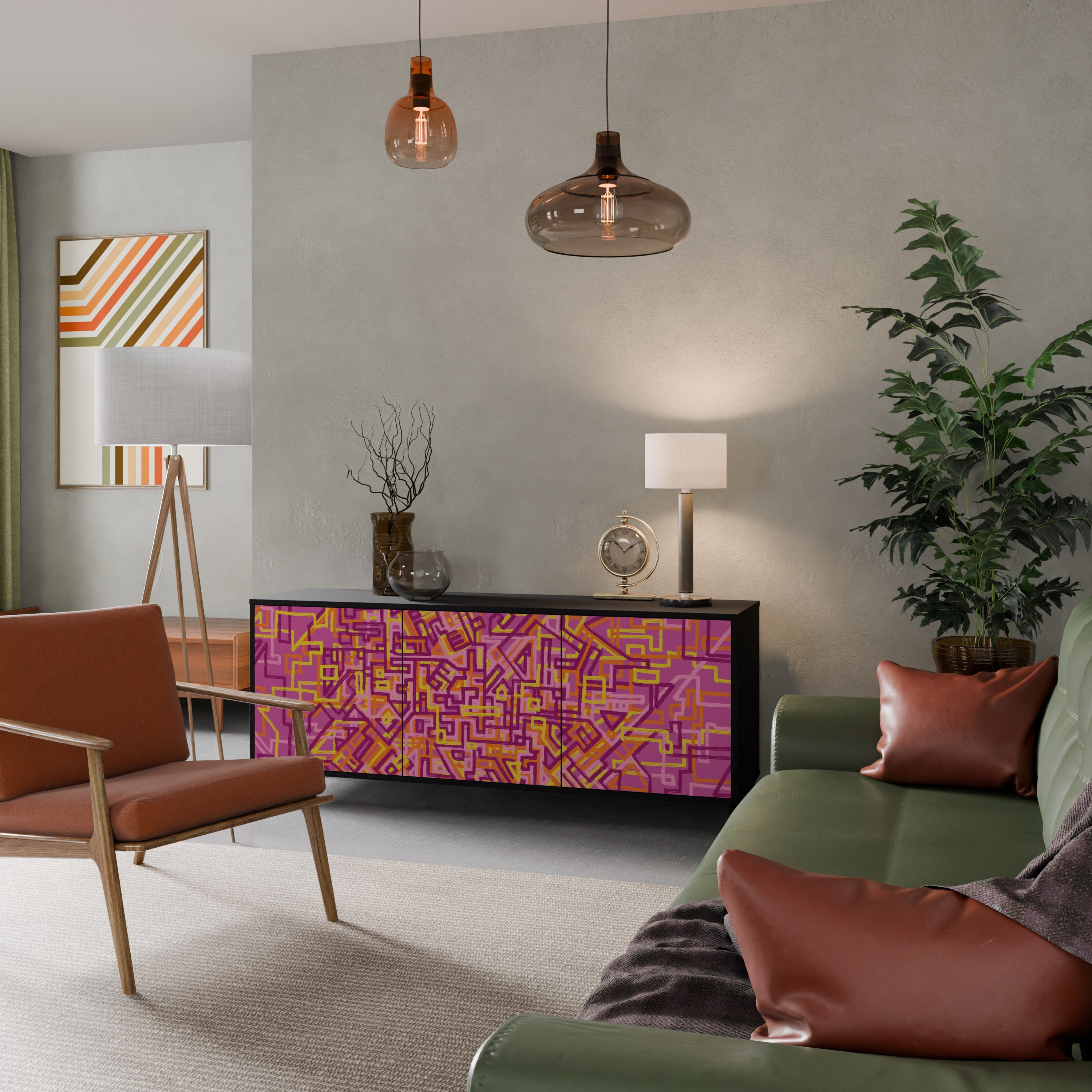 LOVELY MEMORIES Sideboard mit 3 Türen in Schwarz