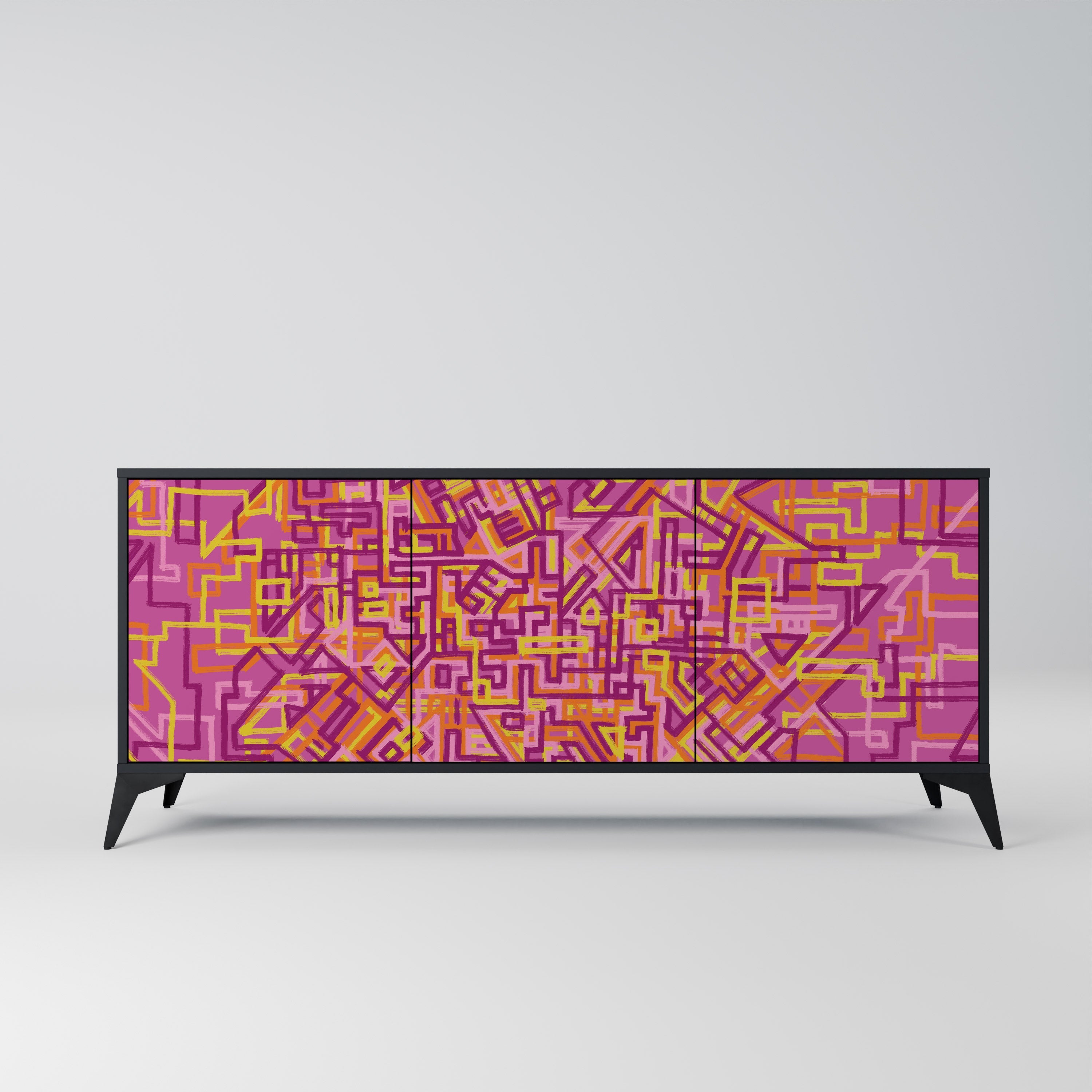 LOVELY MEMORIES Sideboard mit 3 Türen in Schwarz