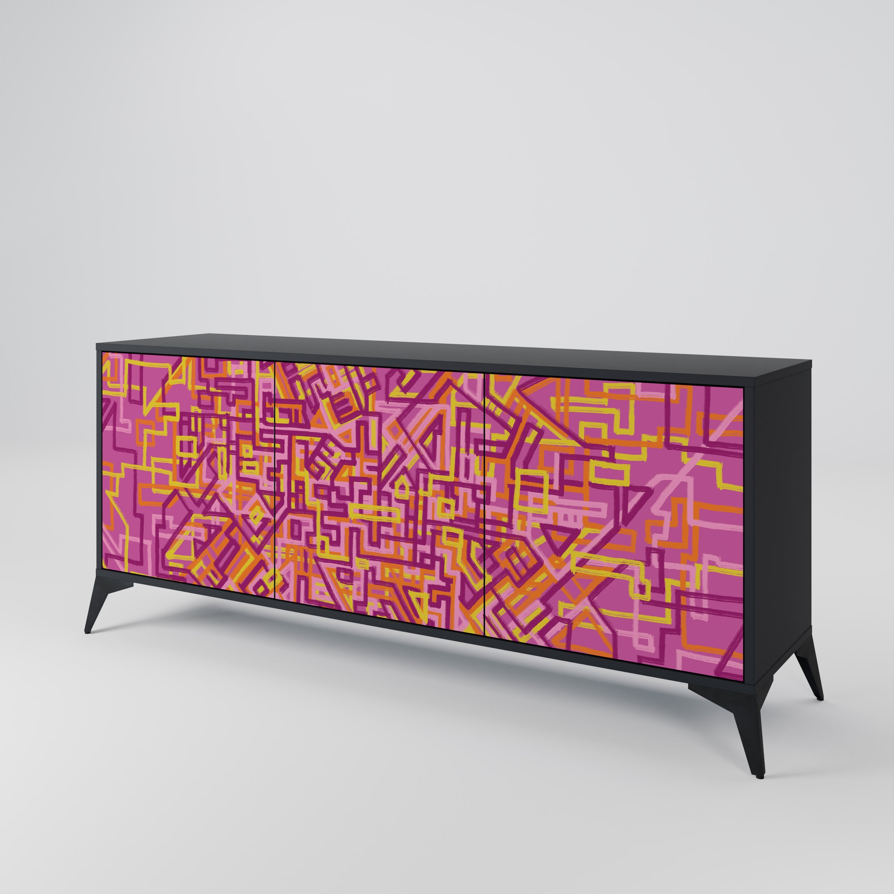 LOVELY MEMORIES Sideboard mit 3 Türen in Schwarz