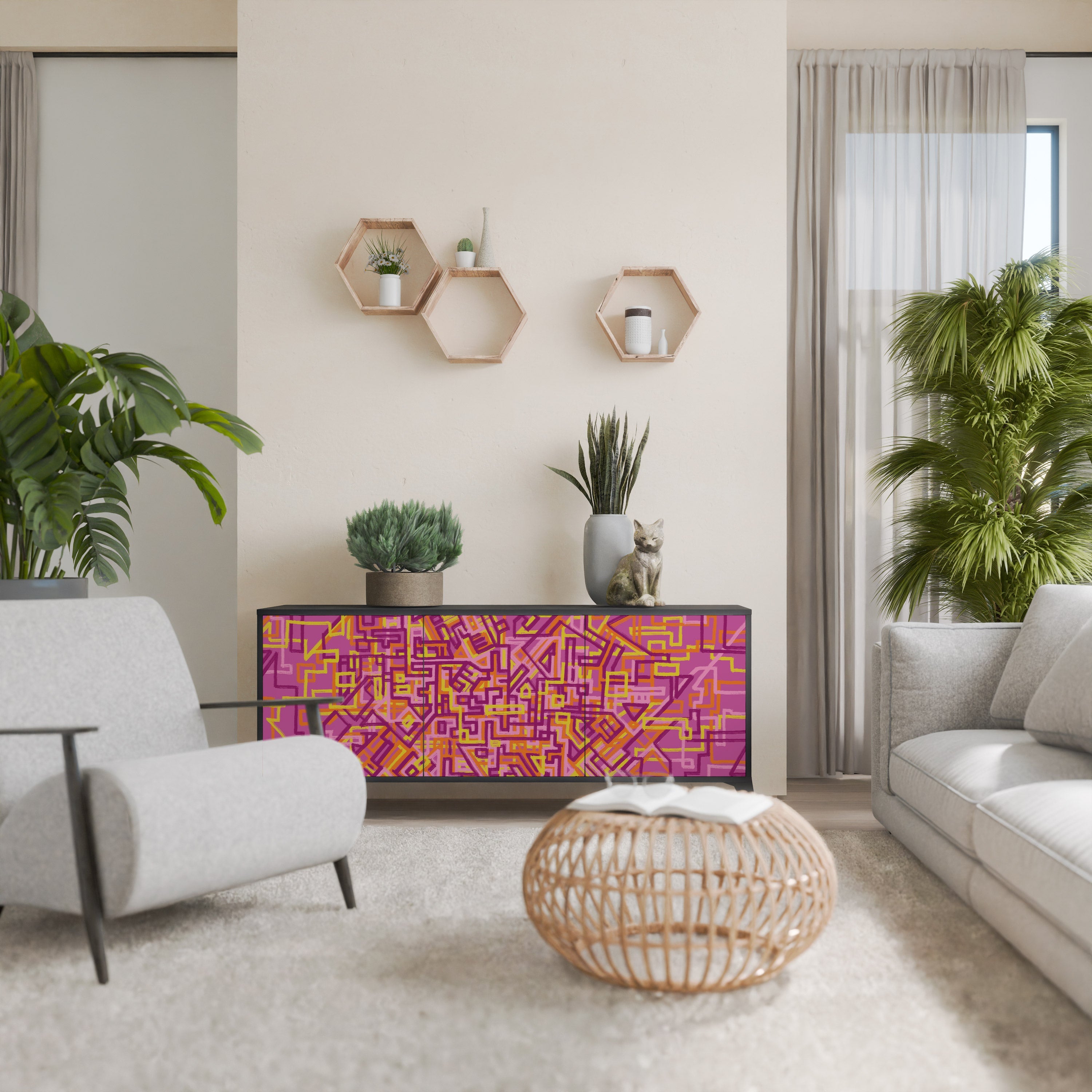 LOVELY MEMORIES Sideboard mit 3 Türen in Schwarz
