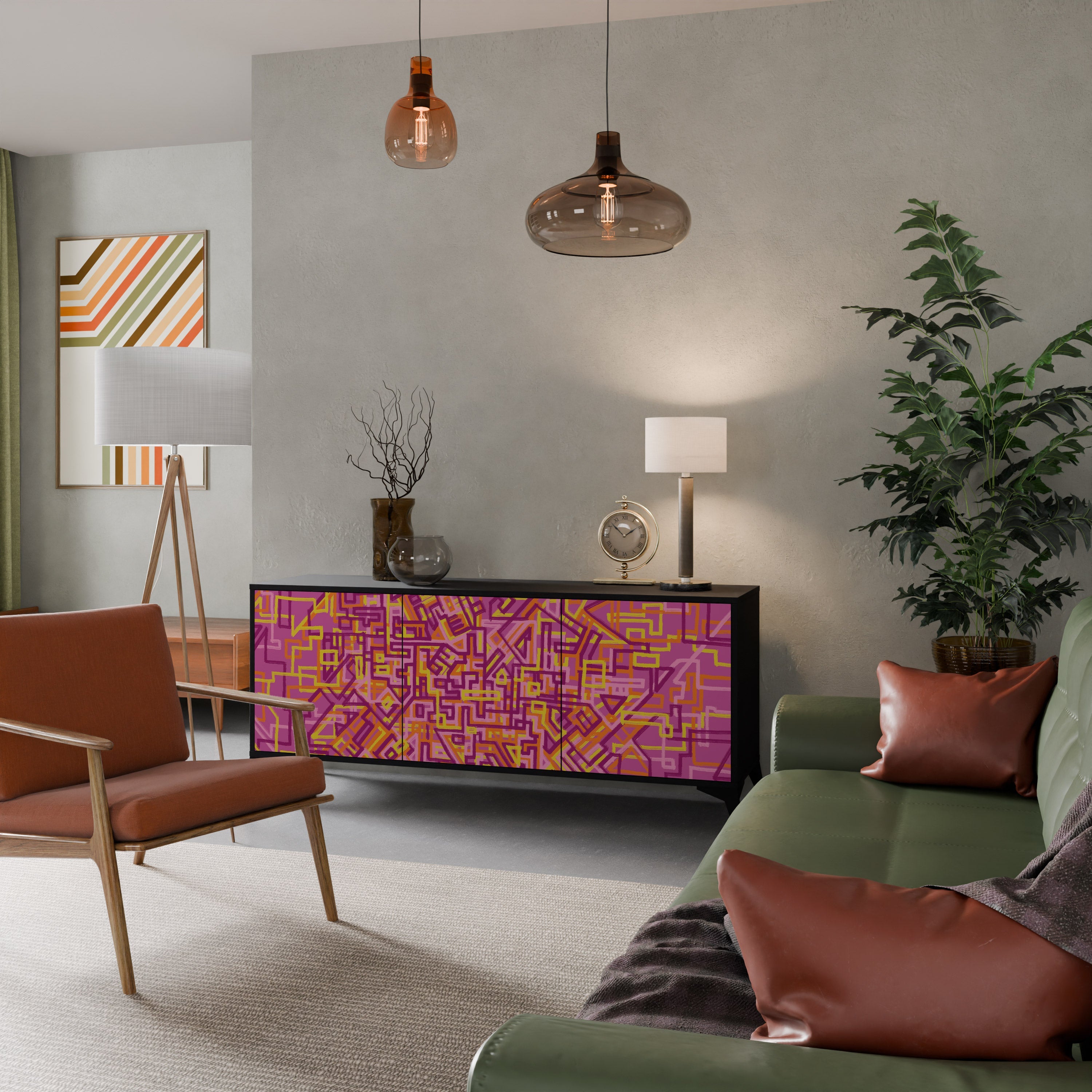 LOVELY MEMORIES Sideboard mit 3 Türen in Schwarz