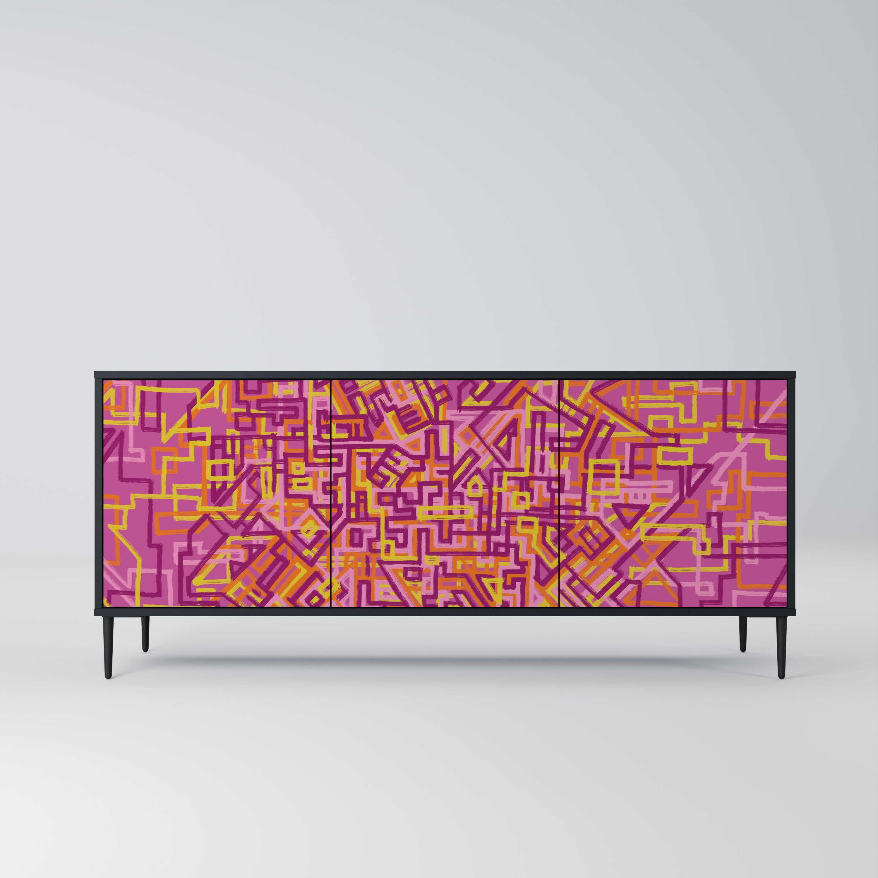 LOVELY MEMORIES Sideboard mit 3 Türen in Schwarz