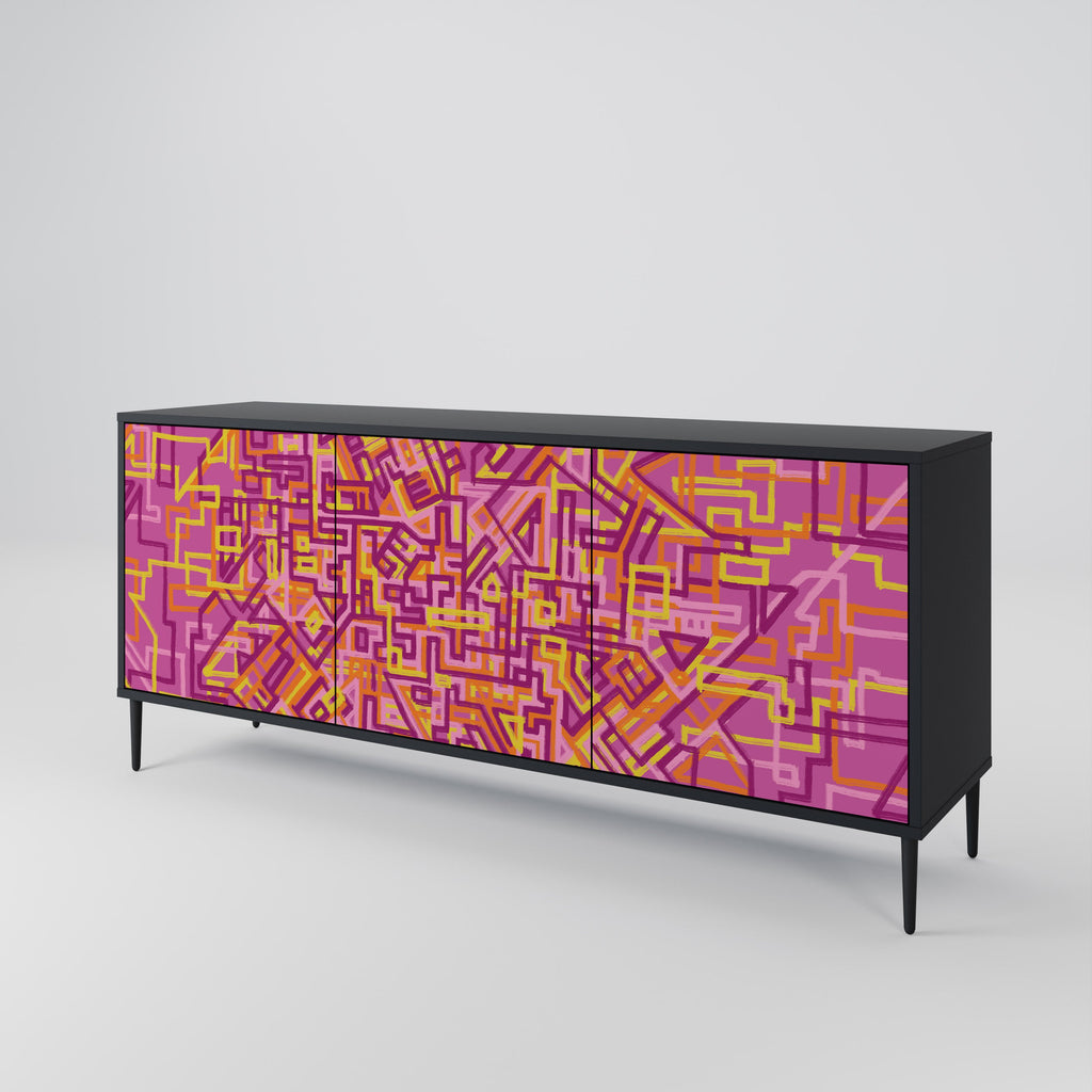 LOVELY MEMORIES Sideboard mit 3 Türen in Schwarz