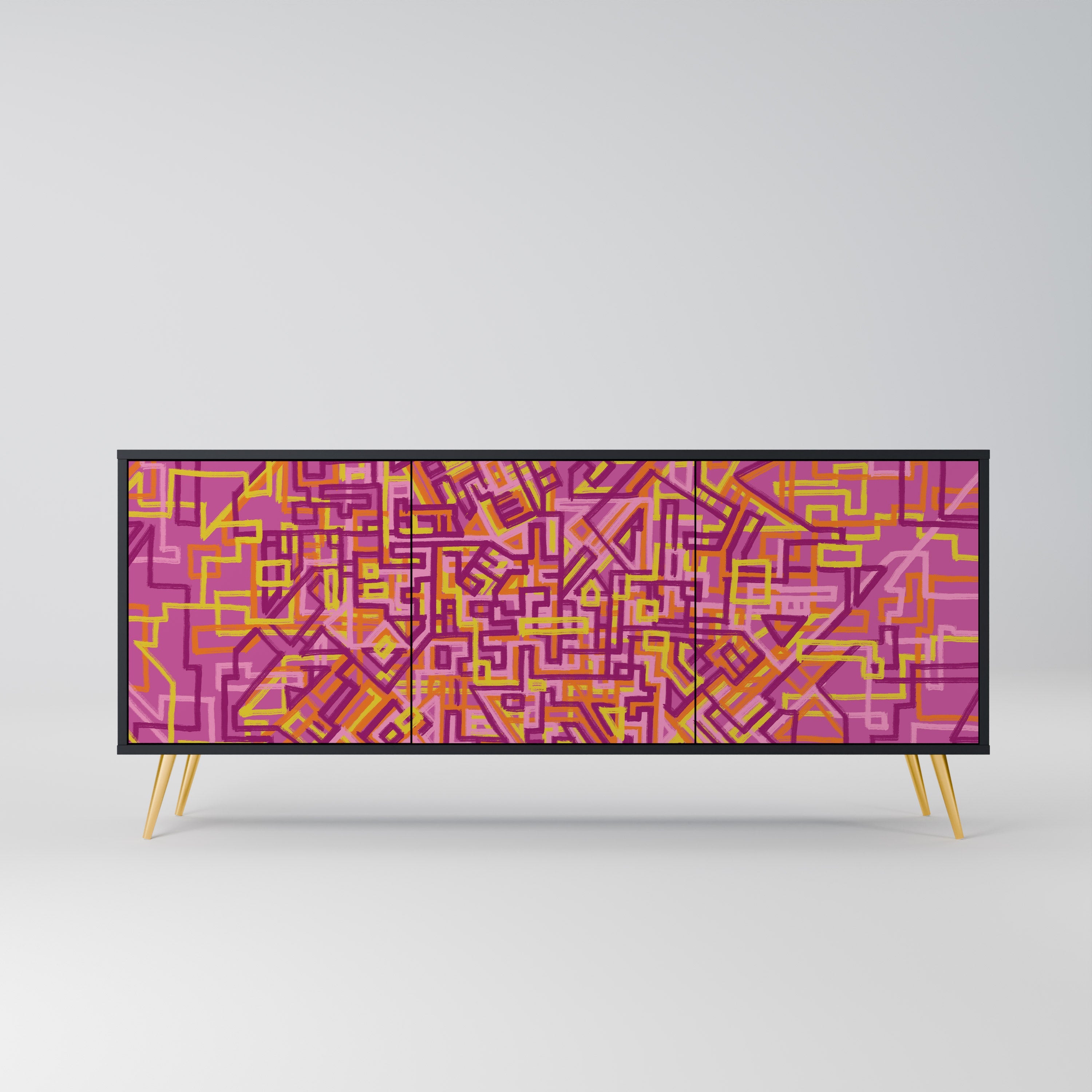 LOVELY MEMORIES Sideboard mit 3 Türen in Schwarz