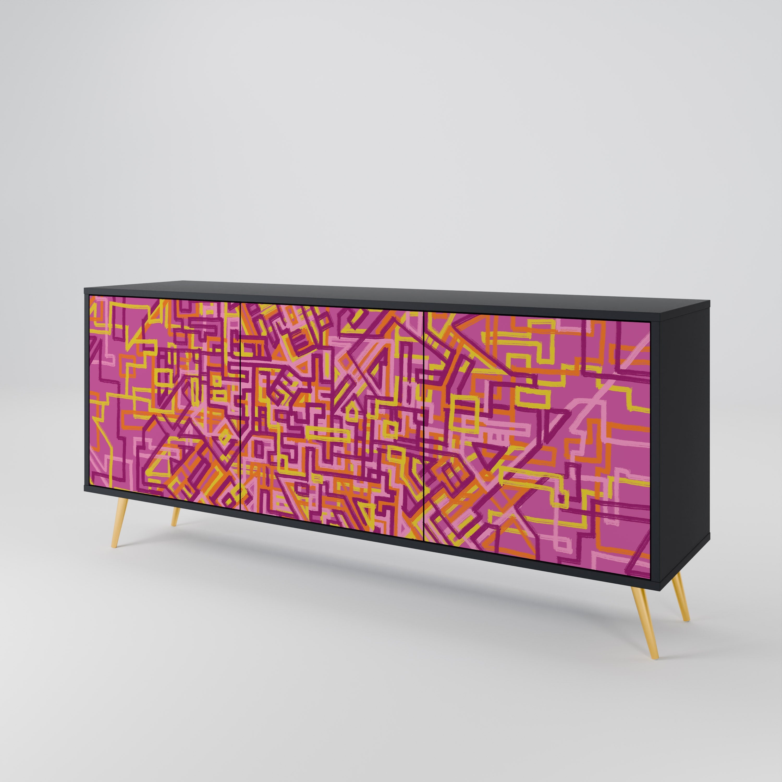 LOVELY MEMORIES Sideboard mit 3 Türen in Schwarz