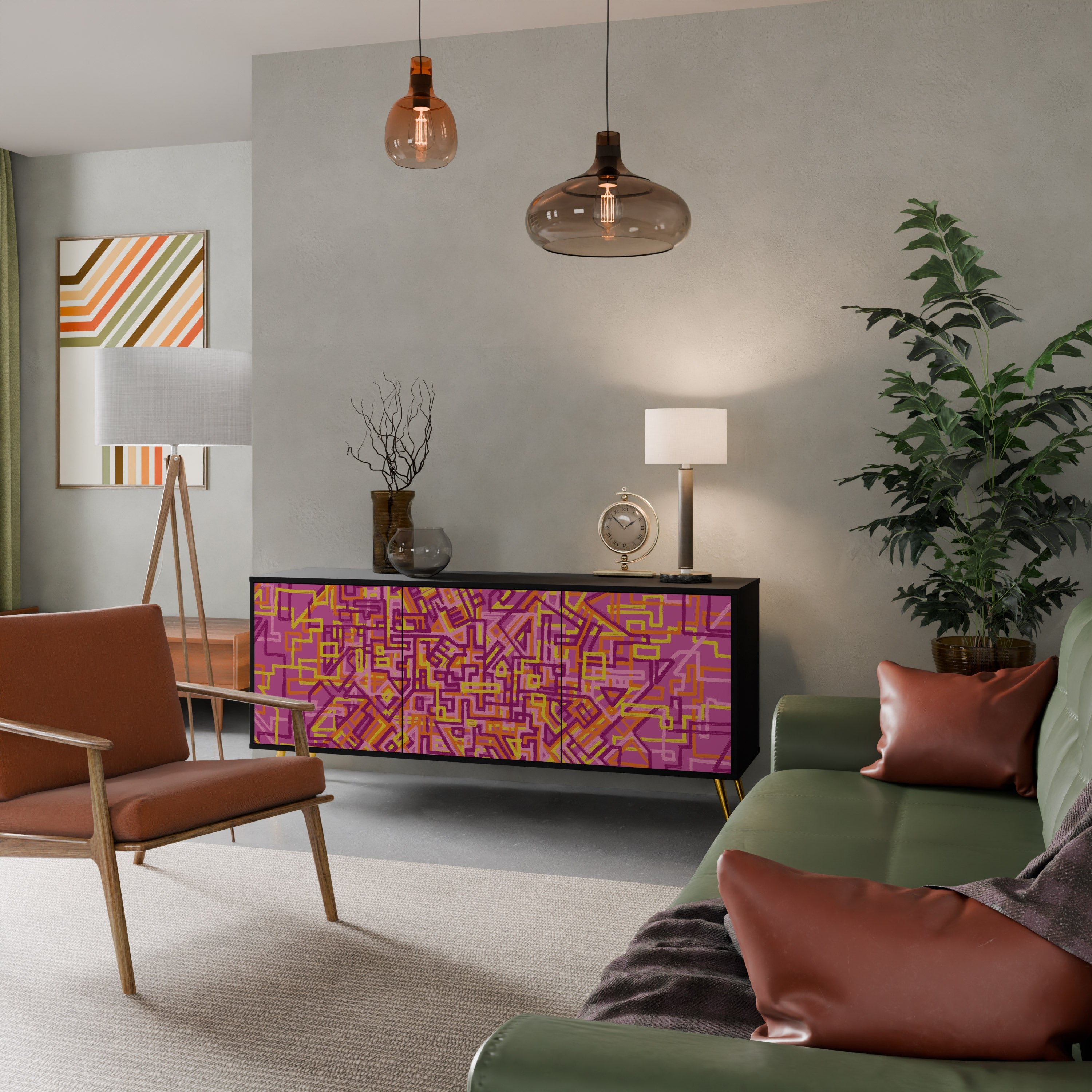 LOVELY MEMORIES Sideboard mit 3 Türen in Schwarz