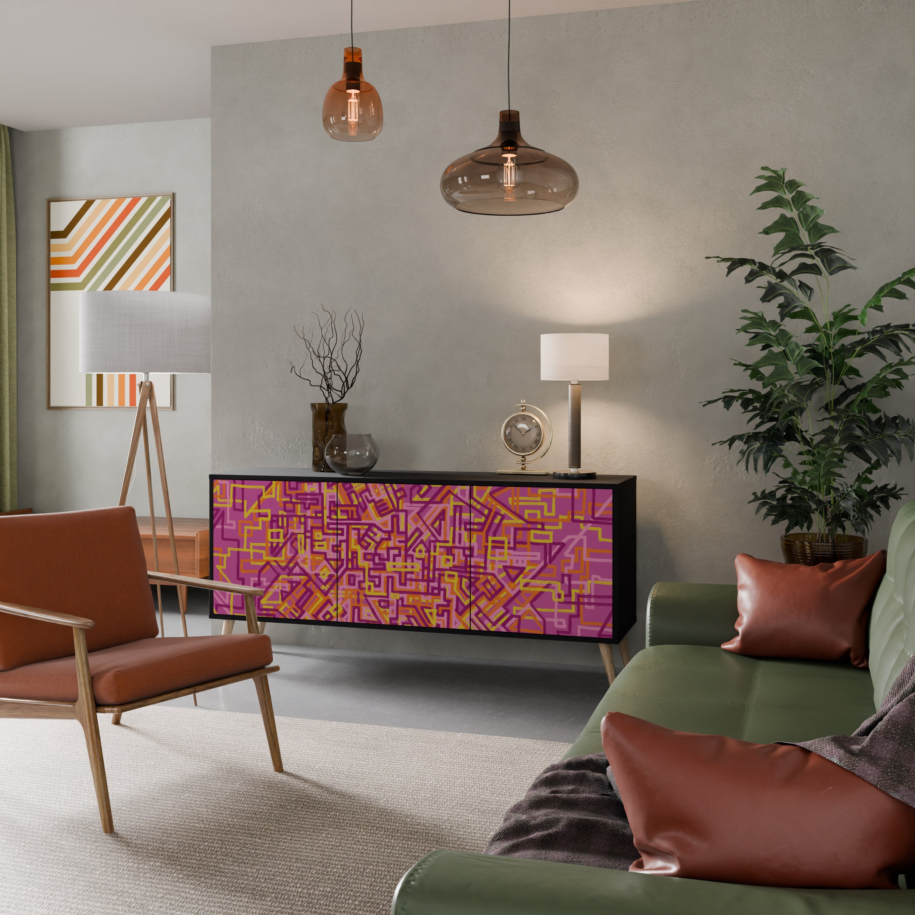 LOVELY MEMORIES Sideboard mit 3 Türen in Schwarz