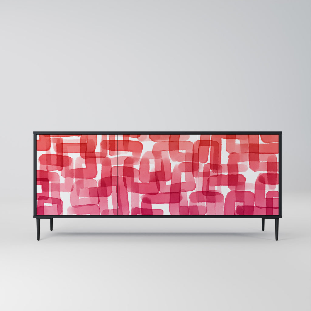 KALEIDOSKOPISCHES KUBISMUS-Sideboard mit 3 Türen in Schwarz