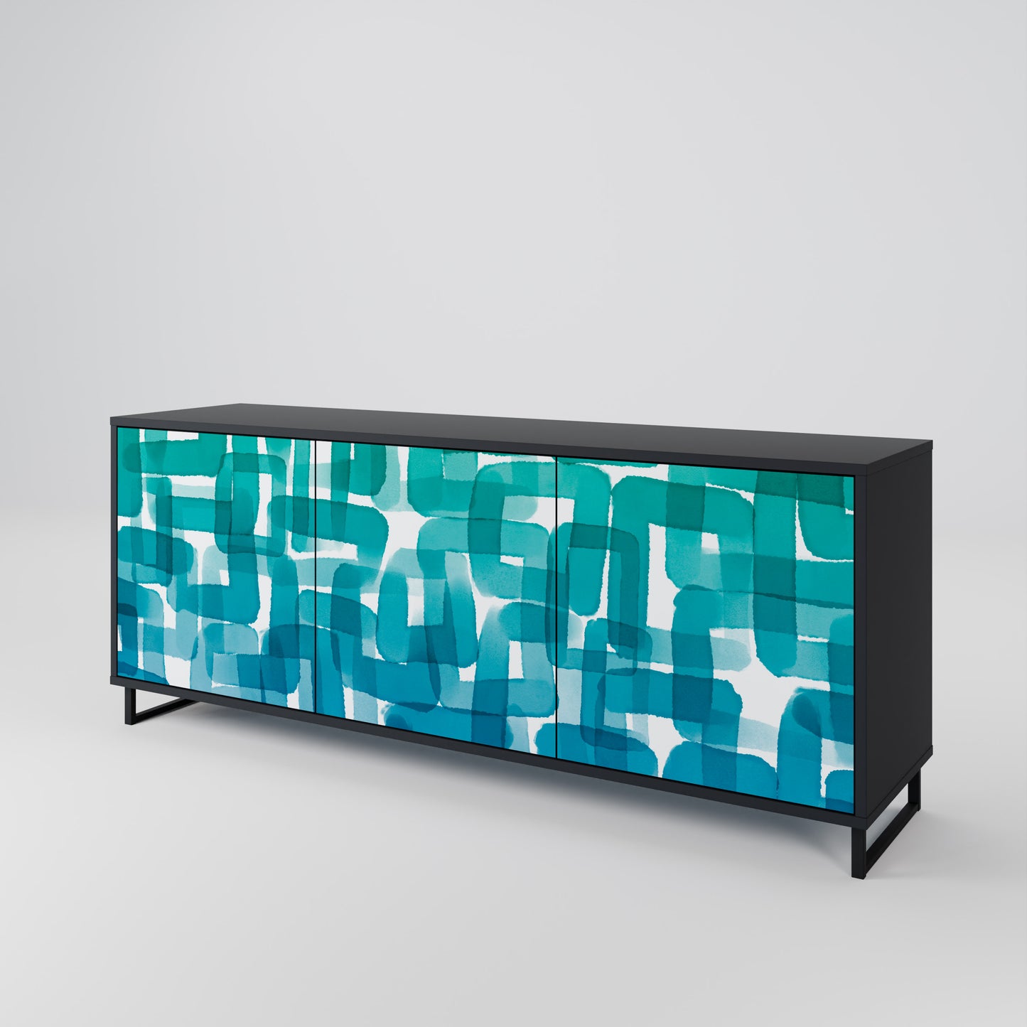 TURQUOISE RECTANGLES 3-türiges Sideboard