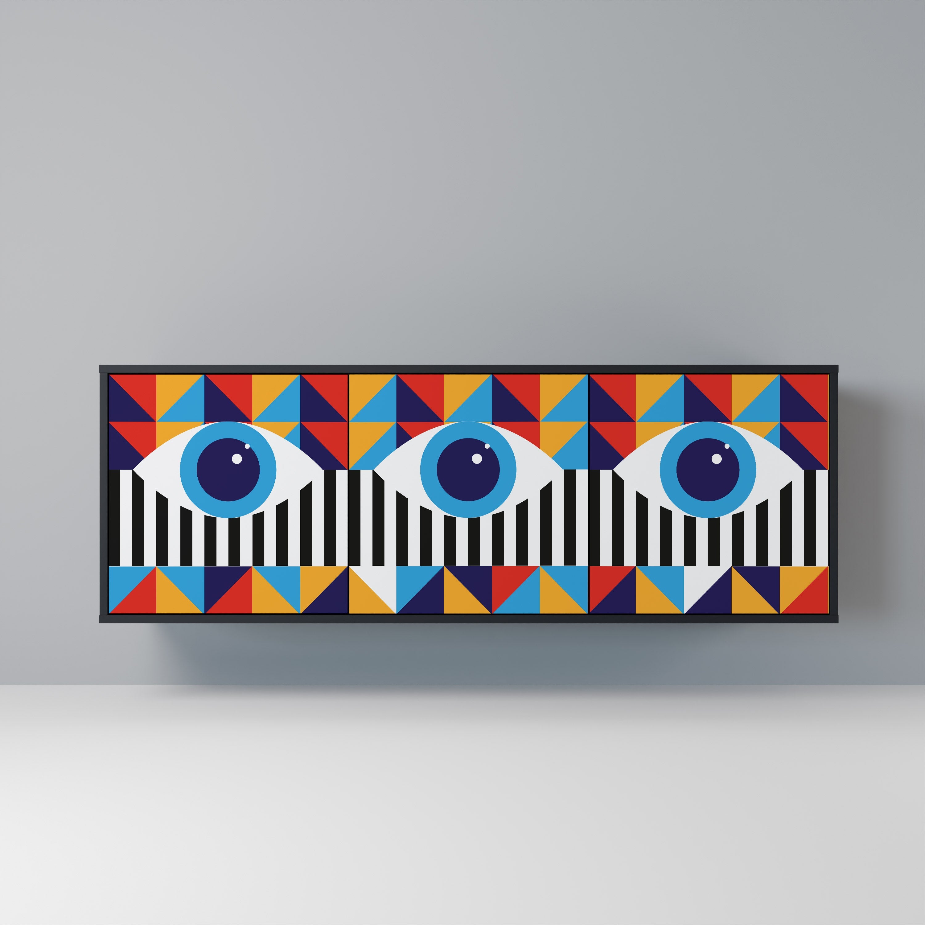 ABSTRACTION AND GEOMETRY 3-türiges Sideboard in Schwarz