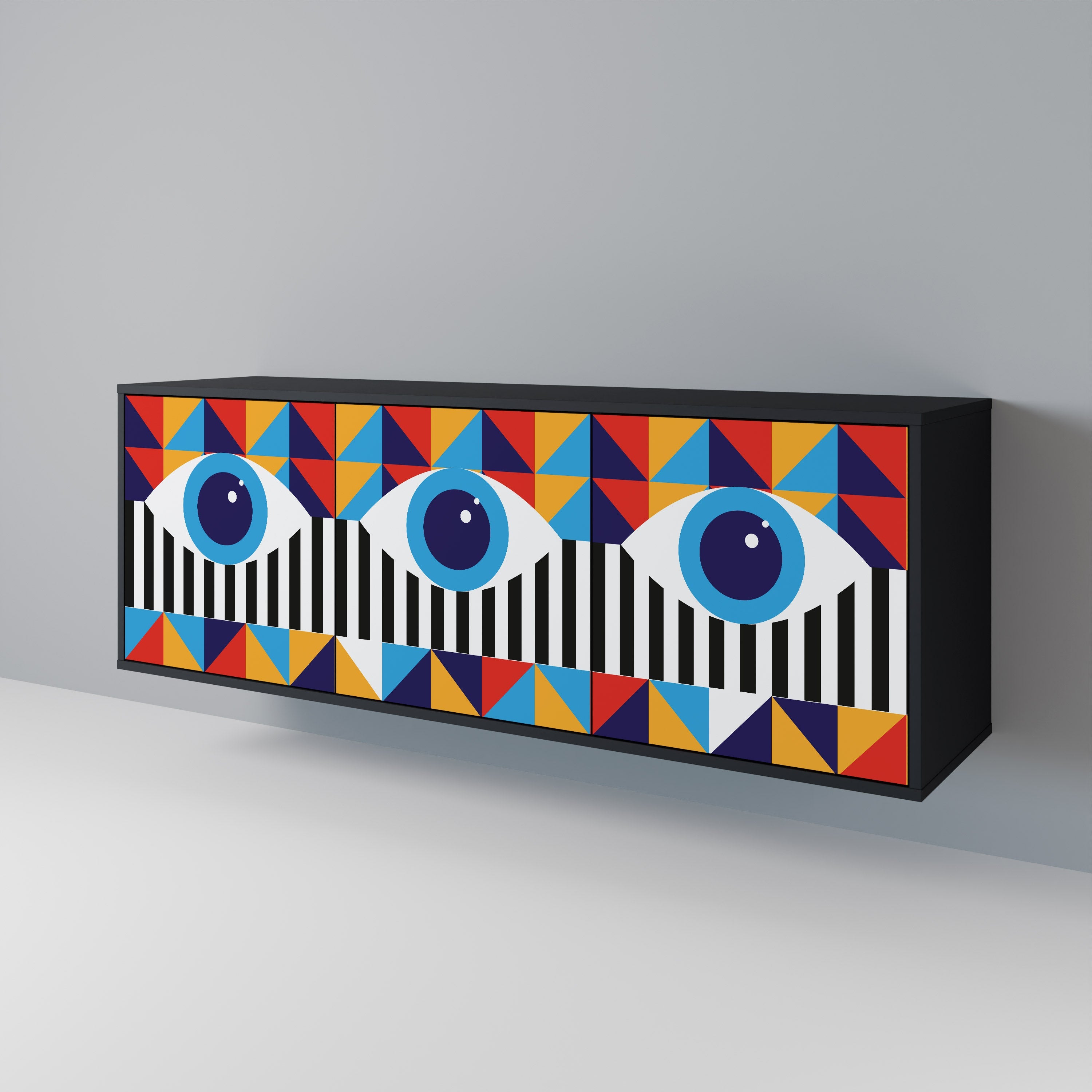 ABSTRACTION AND GEOMETRY 3-türiges Sideboard in Schwarz