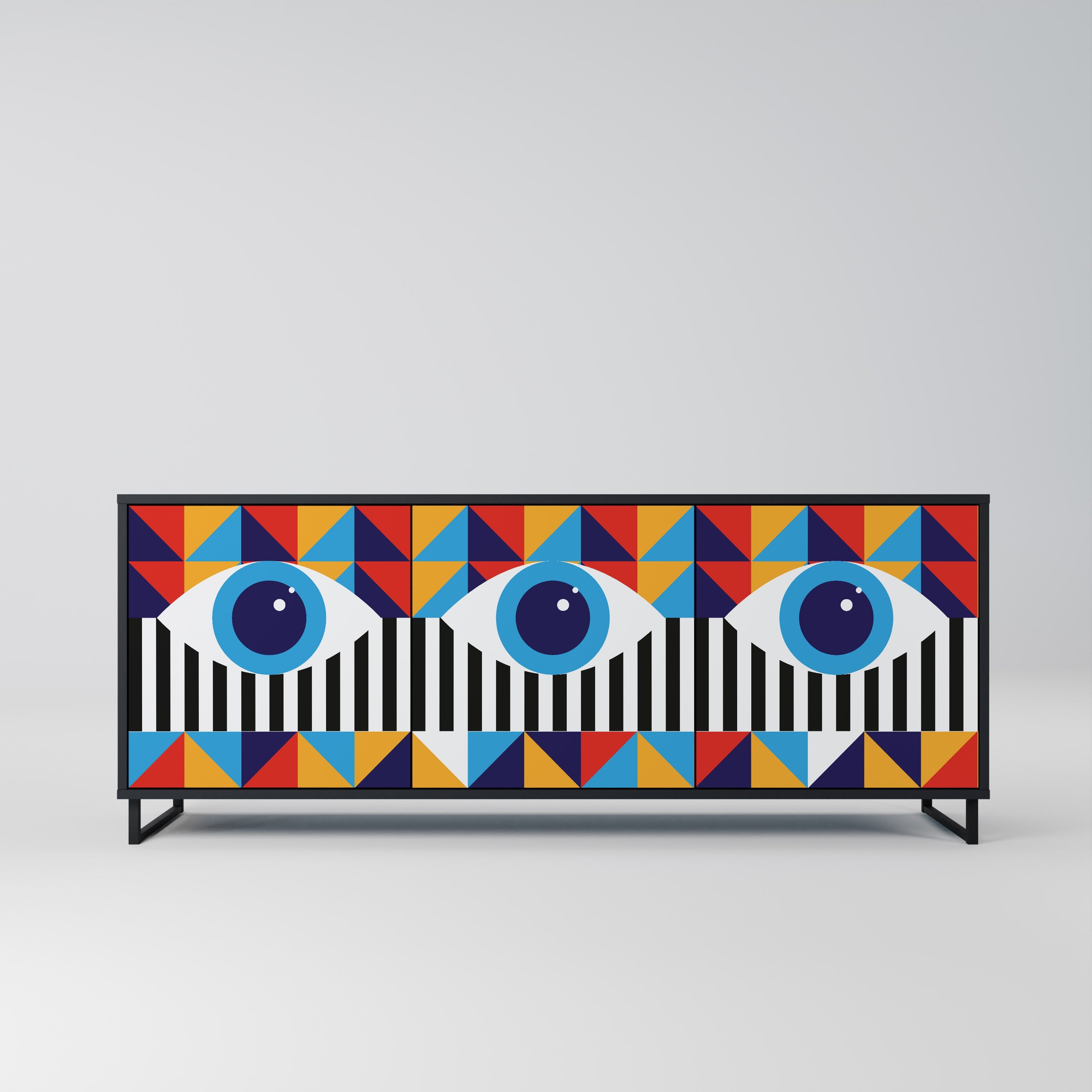 ABSTRACTION AND GEOMETRY 3-türiges Sideboard in Schwarz