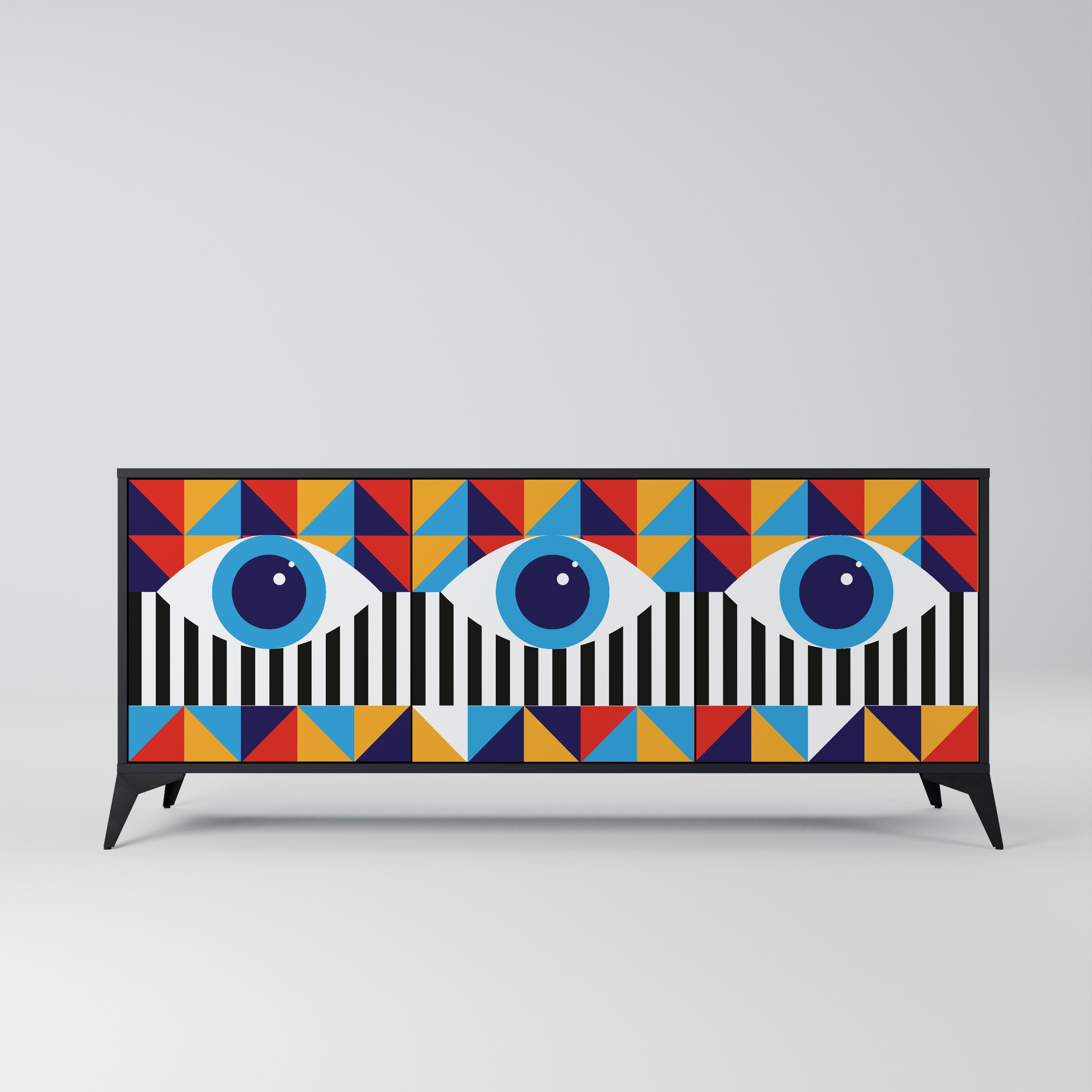 ABSTRACTION AND GEOMETRY 3-türiges Sideboard in Schwarz