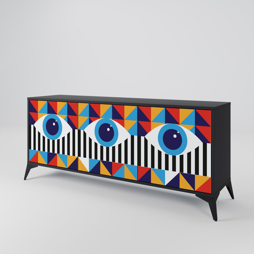 ABSTRACTION AND GEOMETRY 3-türiges Sideboard in Schwarz