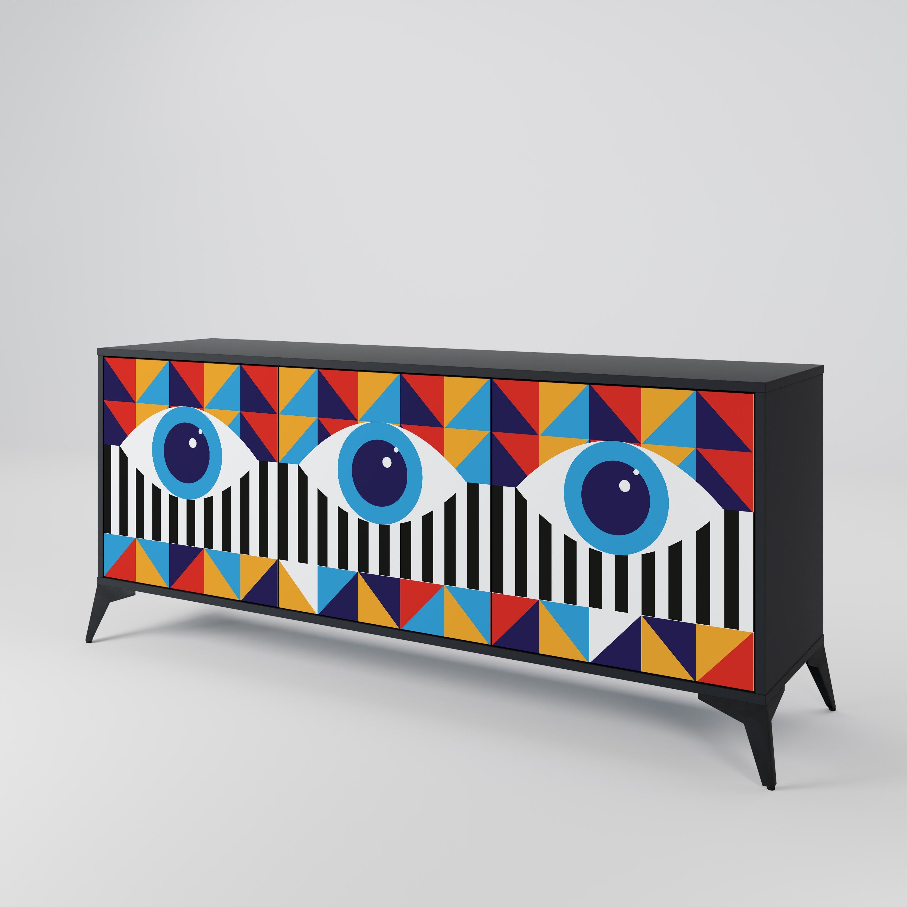 ABSTRACTION AND GEOMETRY 3-türiges Sideboard in Schwarz