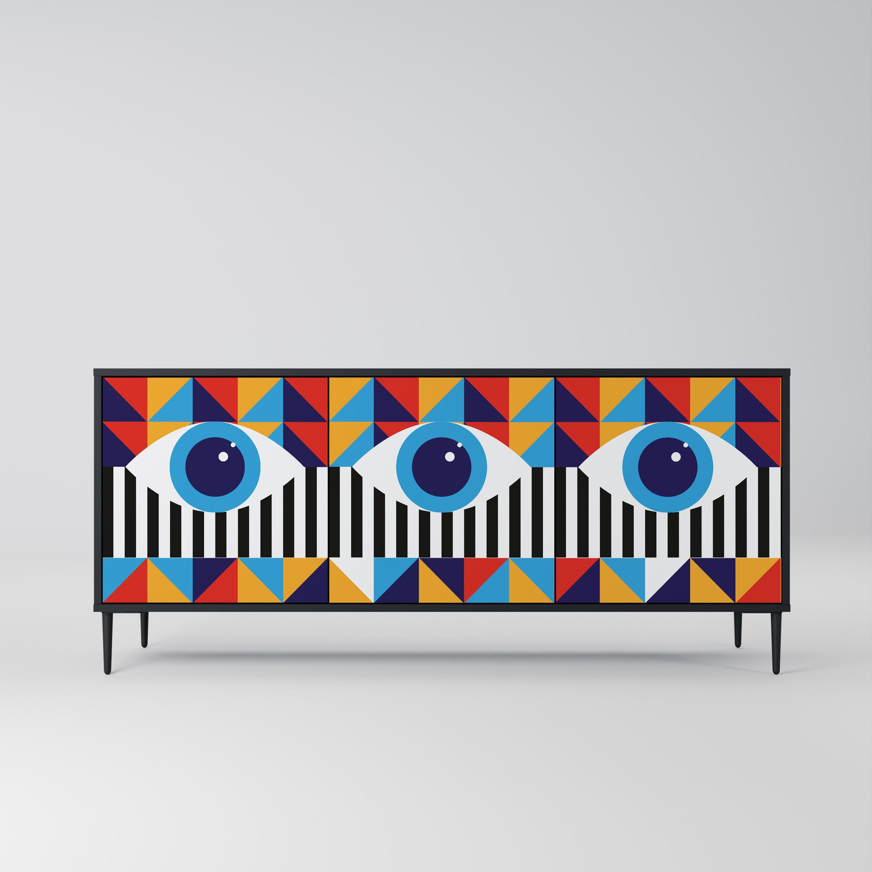 ABSTRACTION AND GEOMETRY 3-türiges Sideboard in Schwarz