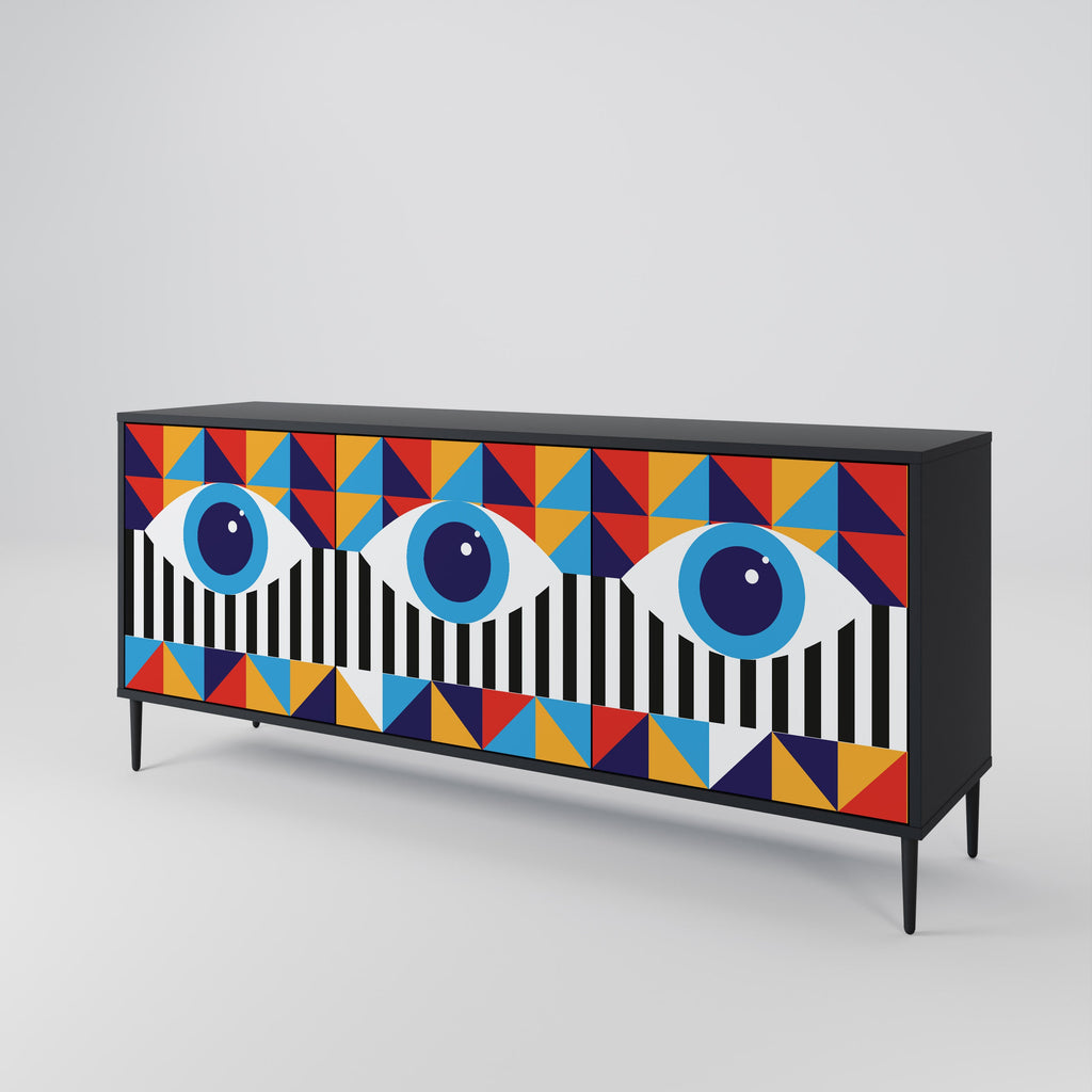 ABSTRACTION AND GEOMETRY 3-türiges Sideboard in Schwarz