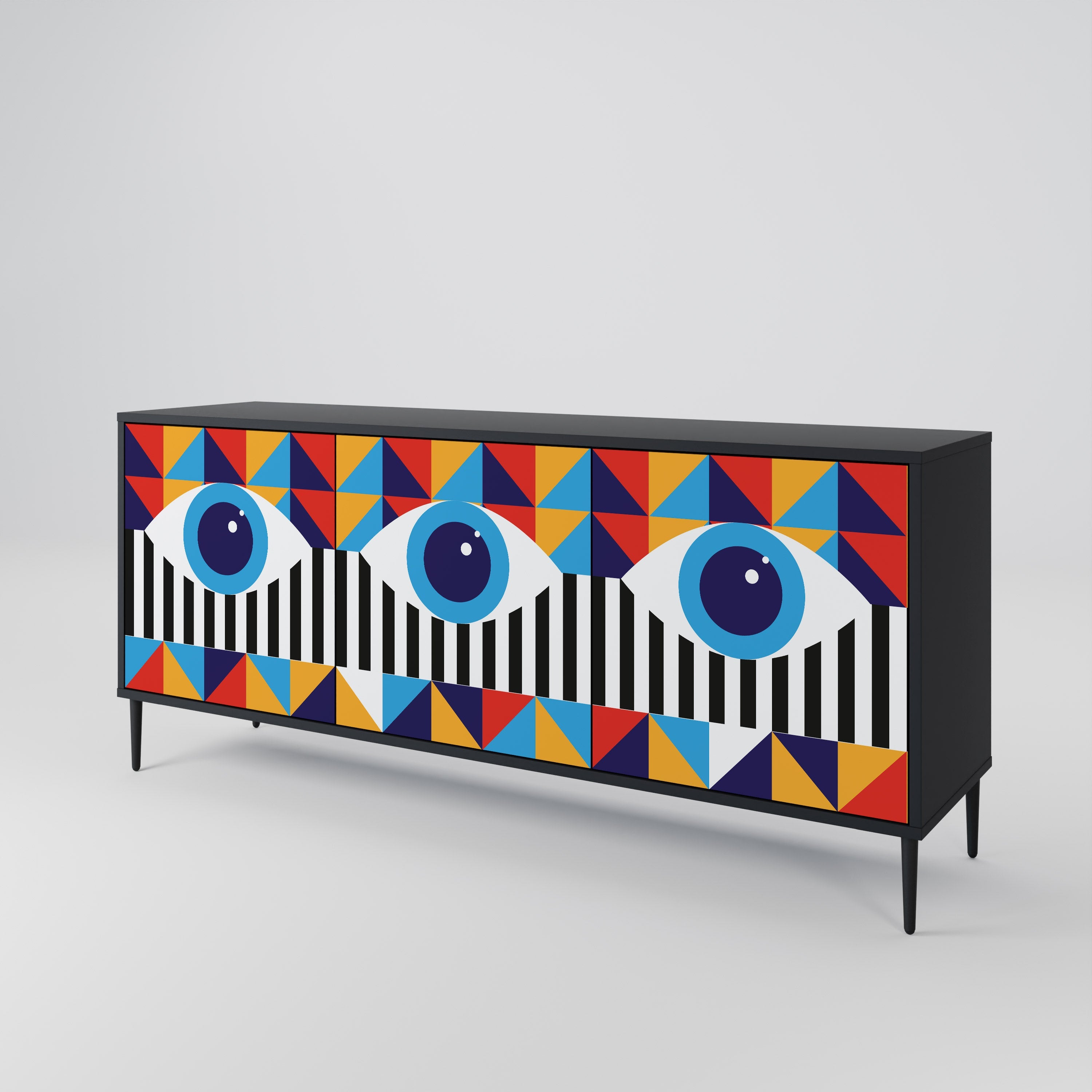 ABSTRACTION AND GEOMETRY 3-türiges Sideboard in Schwarz