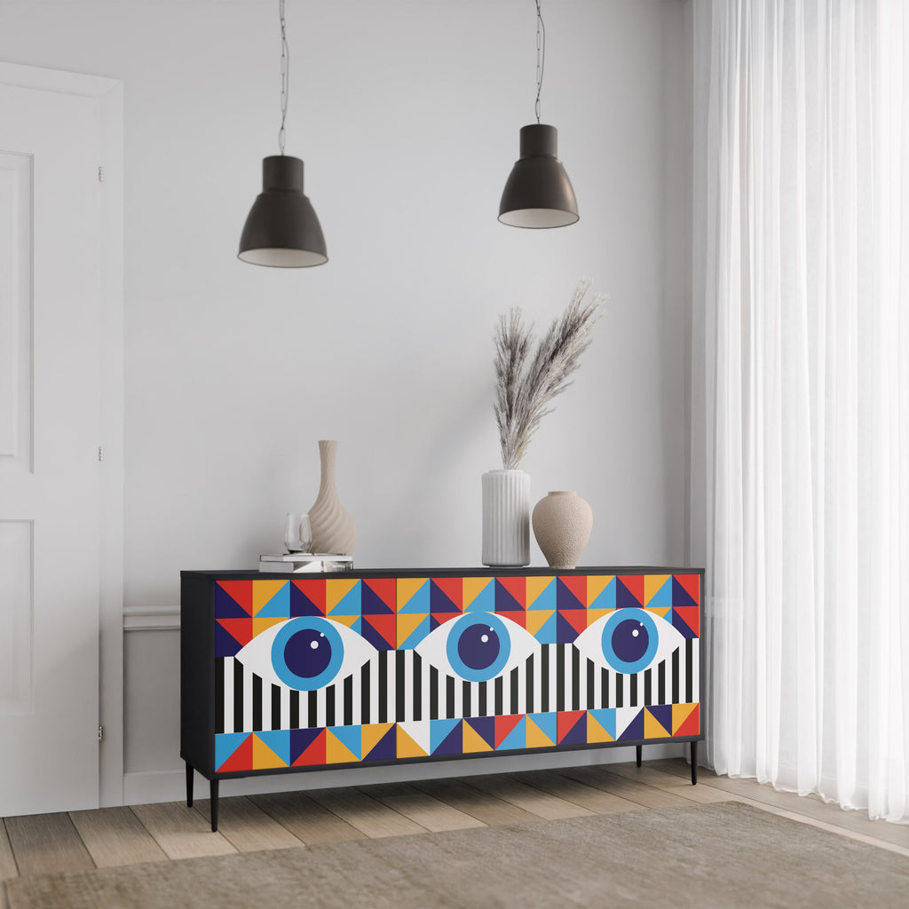 ABSTRACTION AND GEOMETRY 3-türiges Sideboard in Schwarz