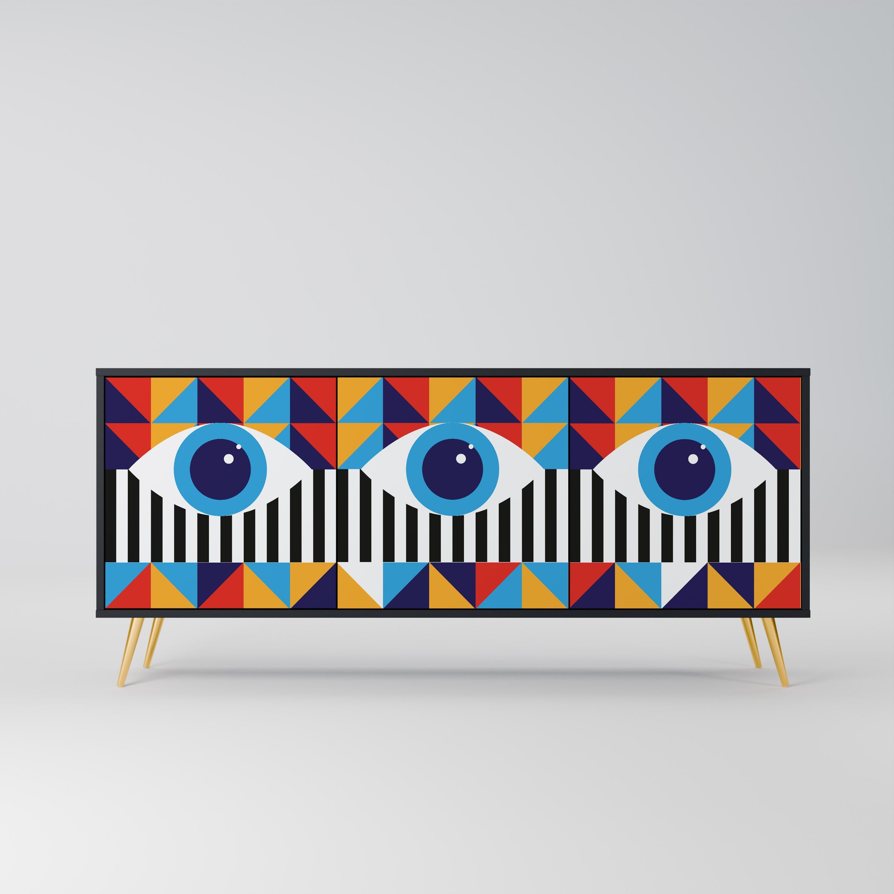 ABSTRACTION AND GEOMETRY 3-türiges Sideboard in Schwarz