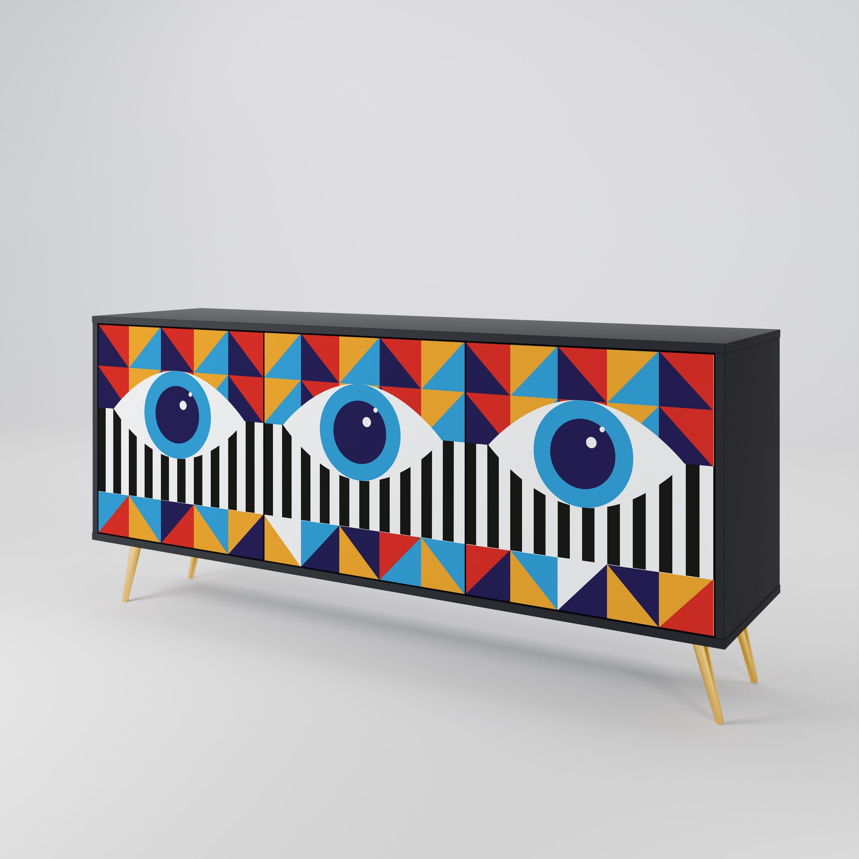 ABSTRACTION AND GEOMETRY 3-türiges Sideboard in Schwarz