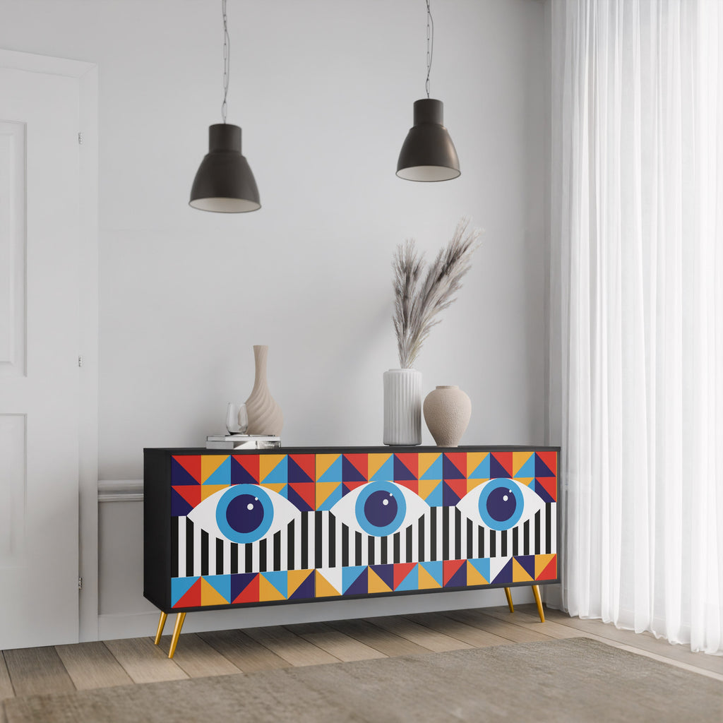 ABSTRACTION AND GEOMETRY 3-türiges Sideboard in Schwarz