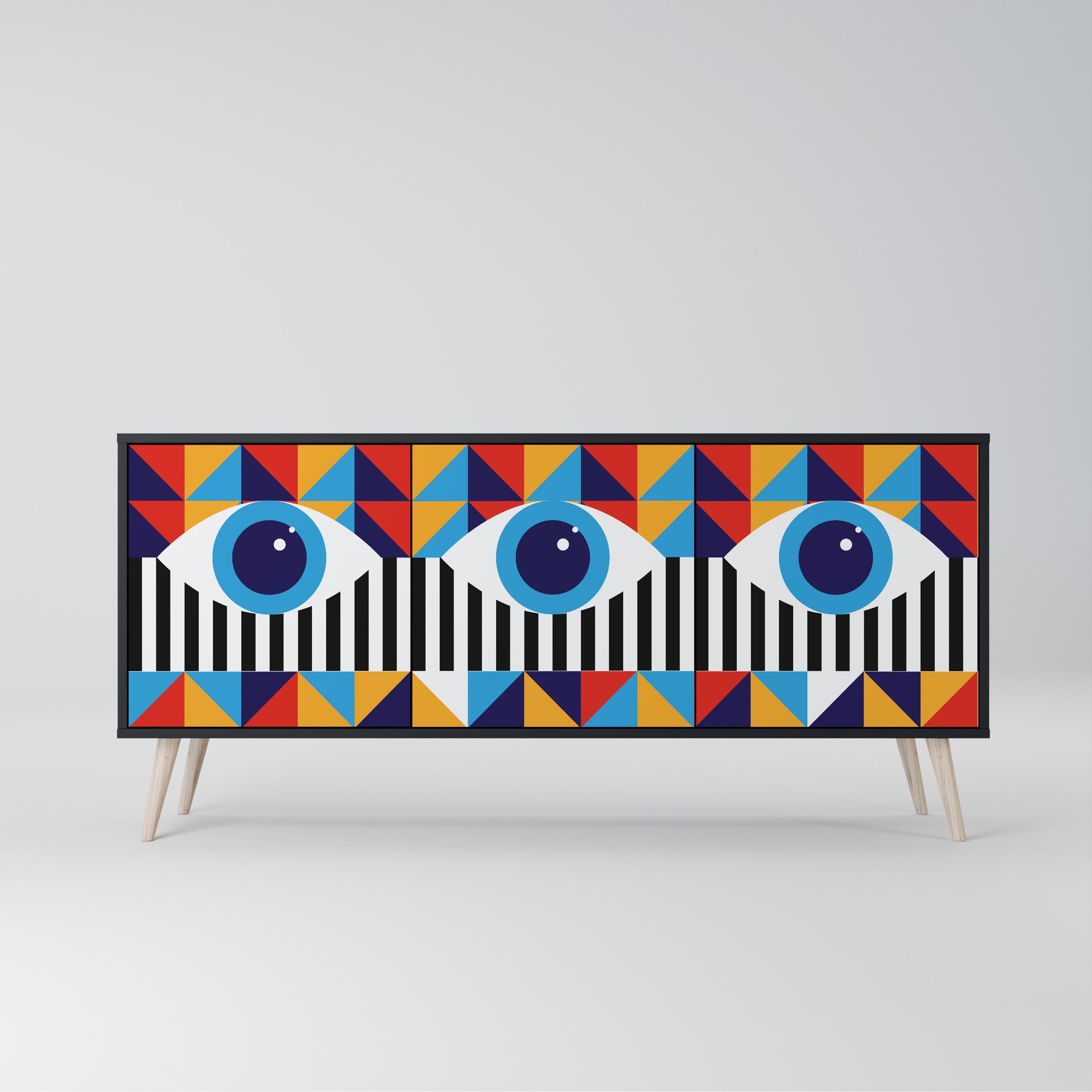 ABSTRACTION AND GEOMETRY 3-türiges Sideboard in Schwarz